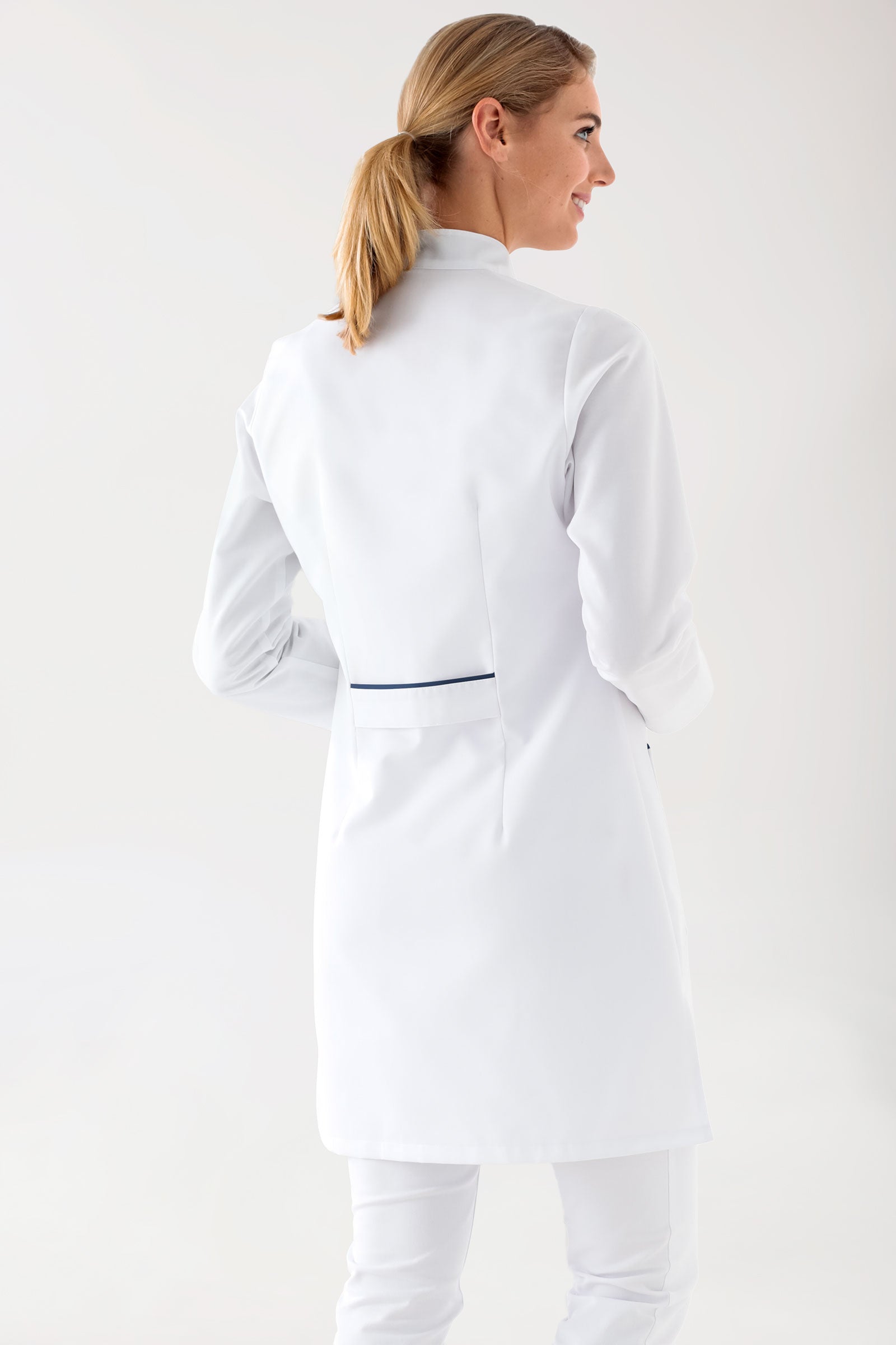 Kurzmantel Damen - Stehkragen weiß/navy