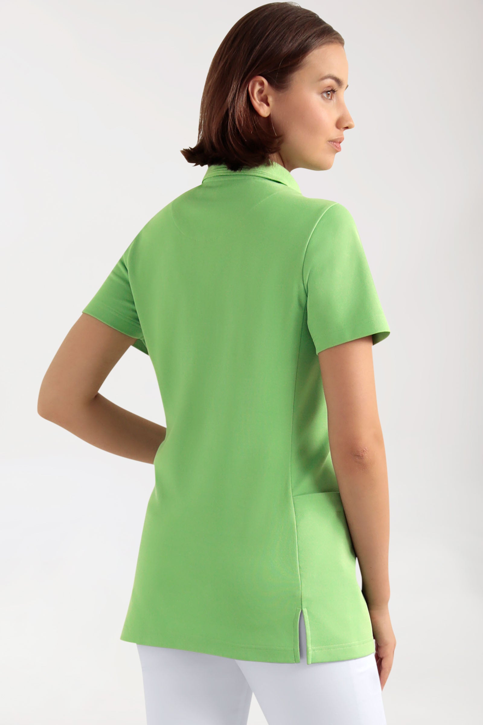 COMFY FLEX Stretch Schlupfkasack Damen - Polokragen apfelgrün