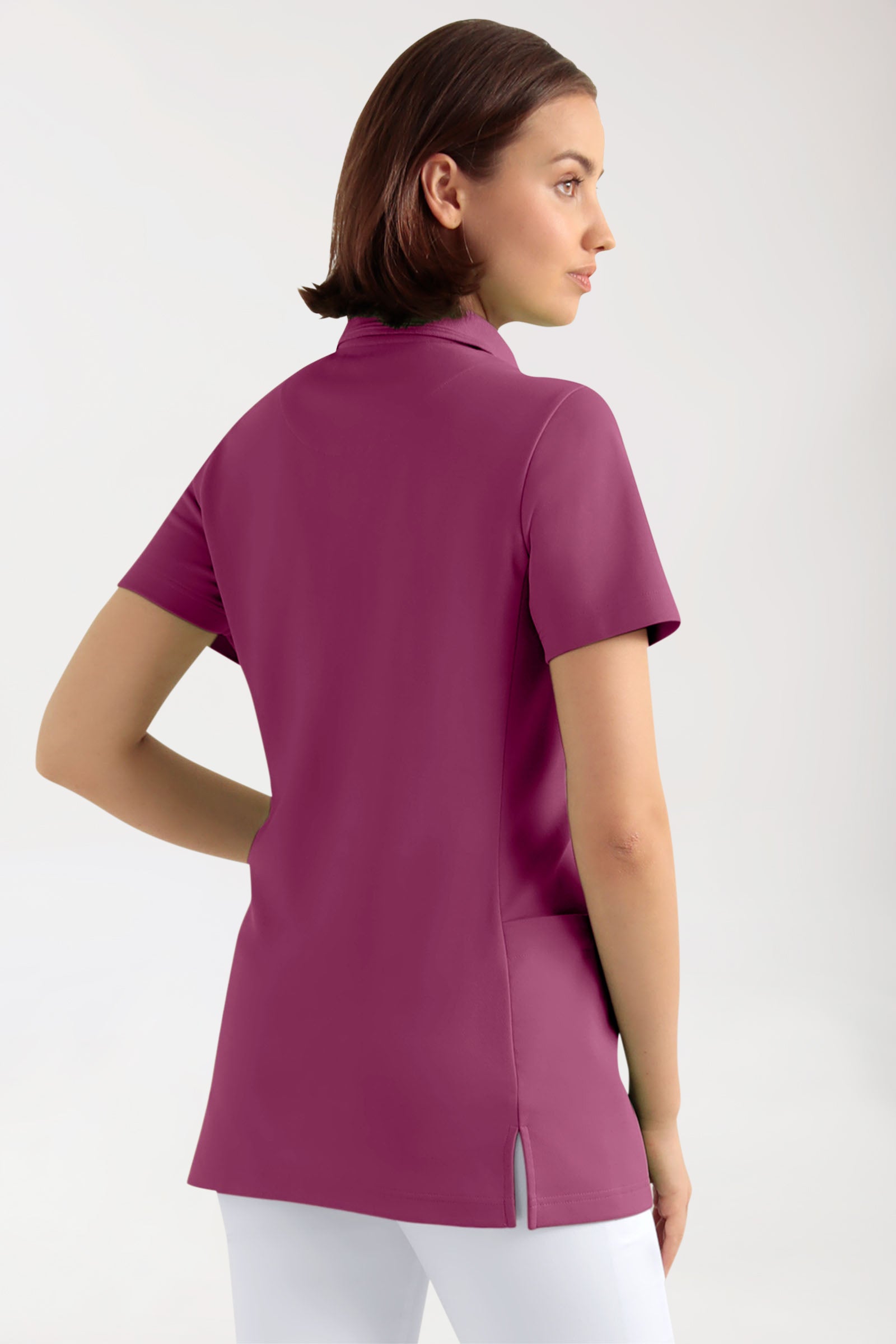 COMFY FLEX Stretch Schlupfkasack Damen - Polokragen berry