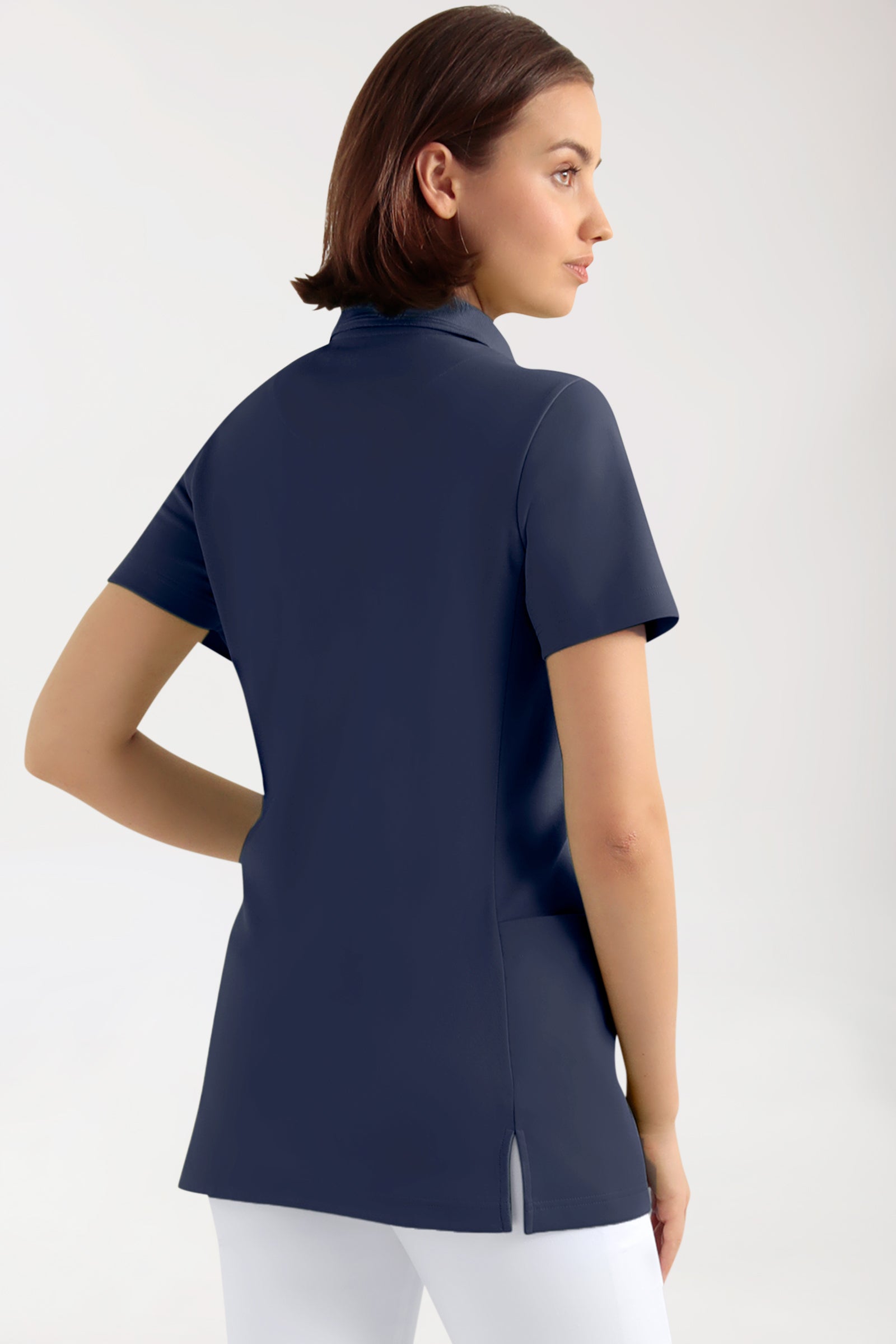 COMFY FLEX Stretch Schlupfkasack Damen - Polokragen navy