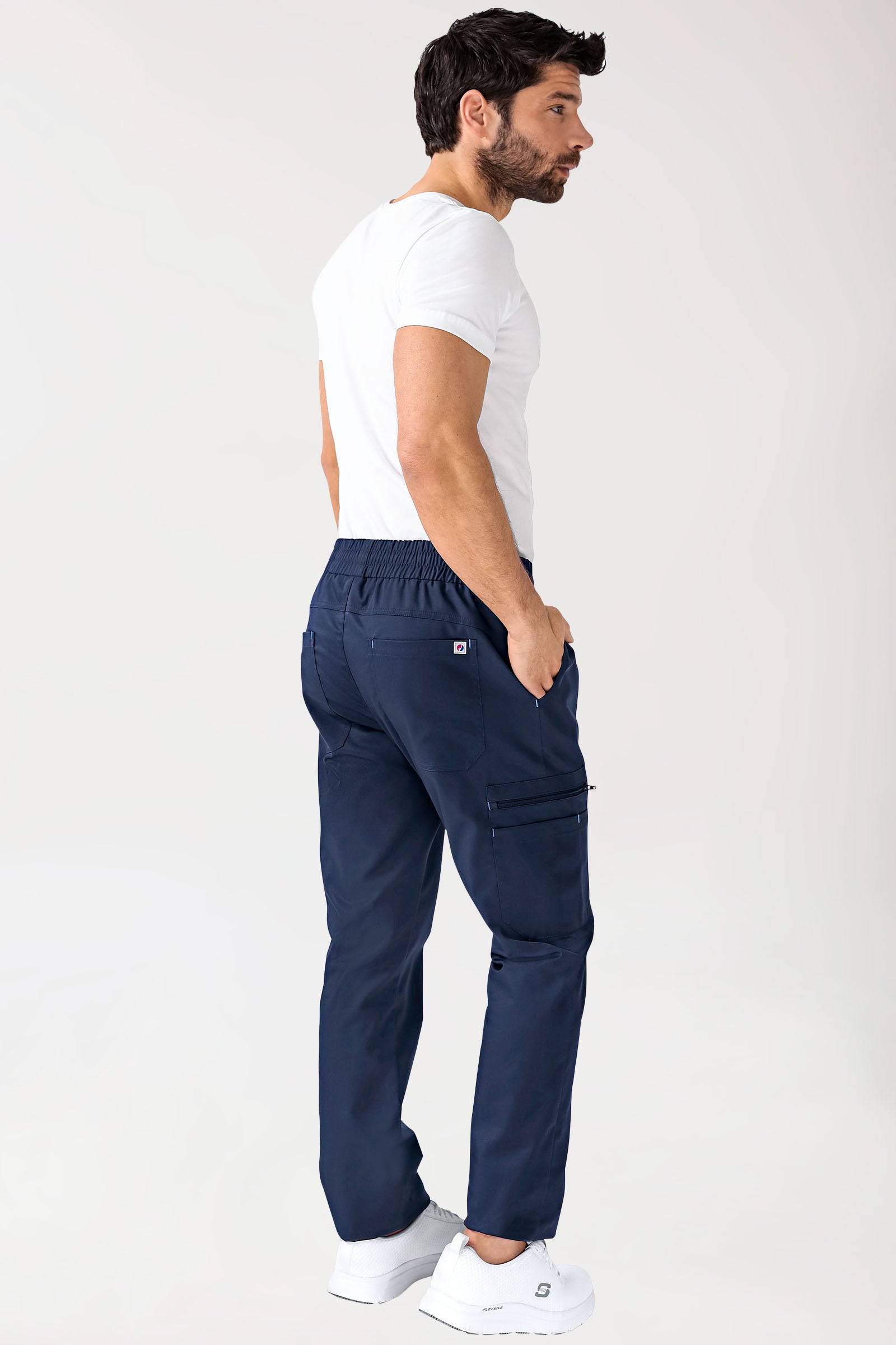 CLINIC STRETCH Hose Herren - gerader Saum Kurzgr. navy/himmelblau
