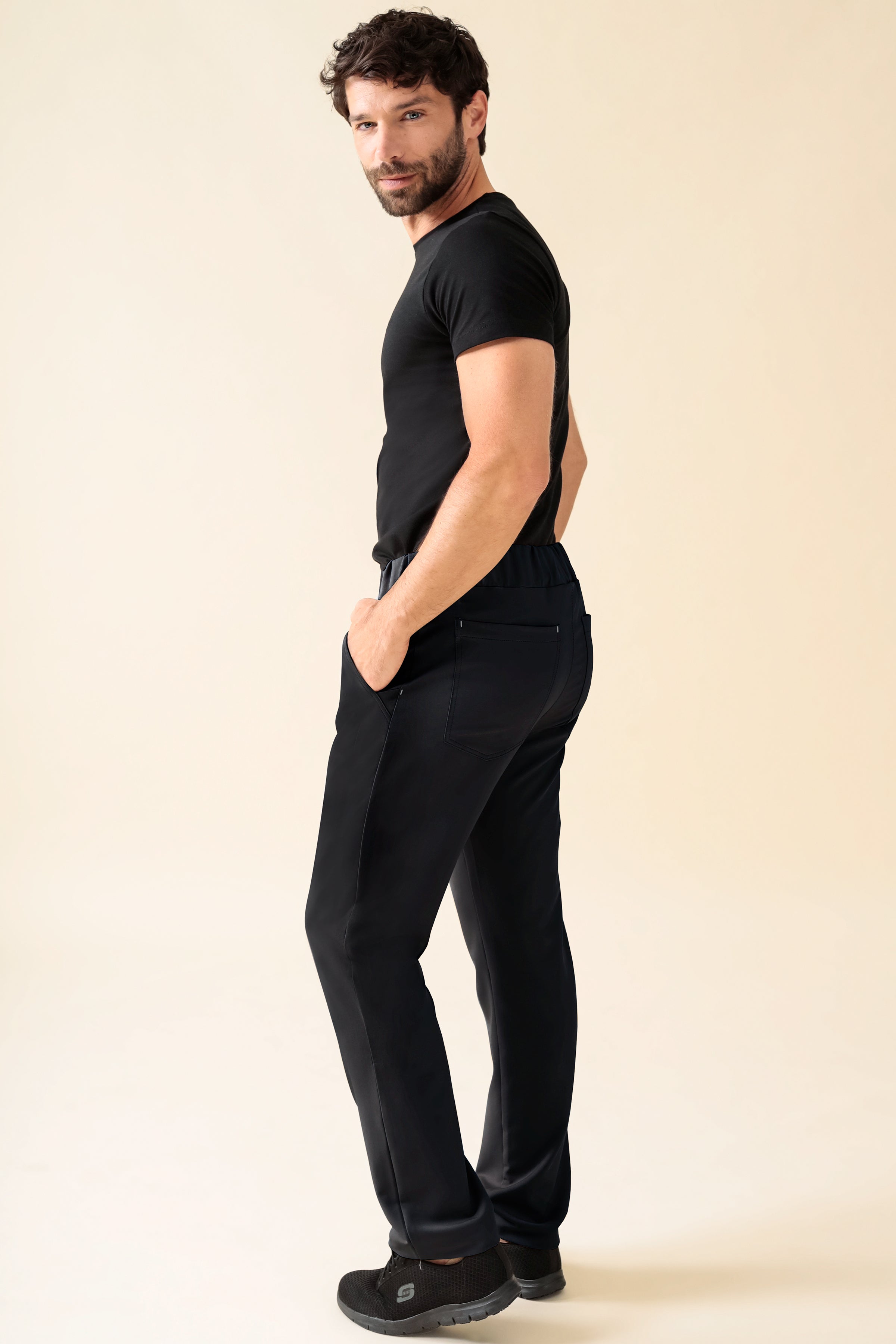 KAERE Hose Herren - gerader Saum Kurzgr. ohne Beintaschen schwarz