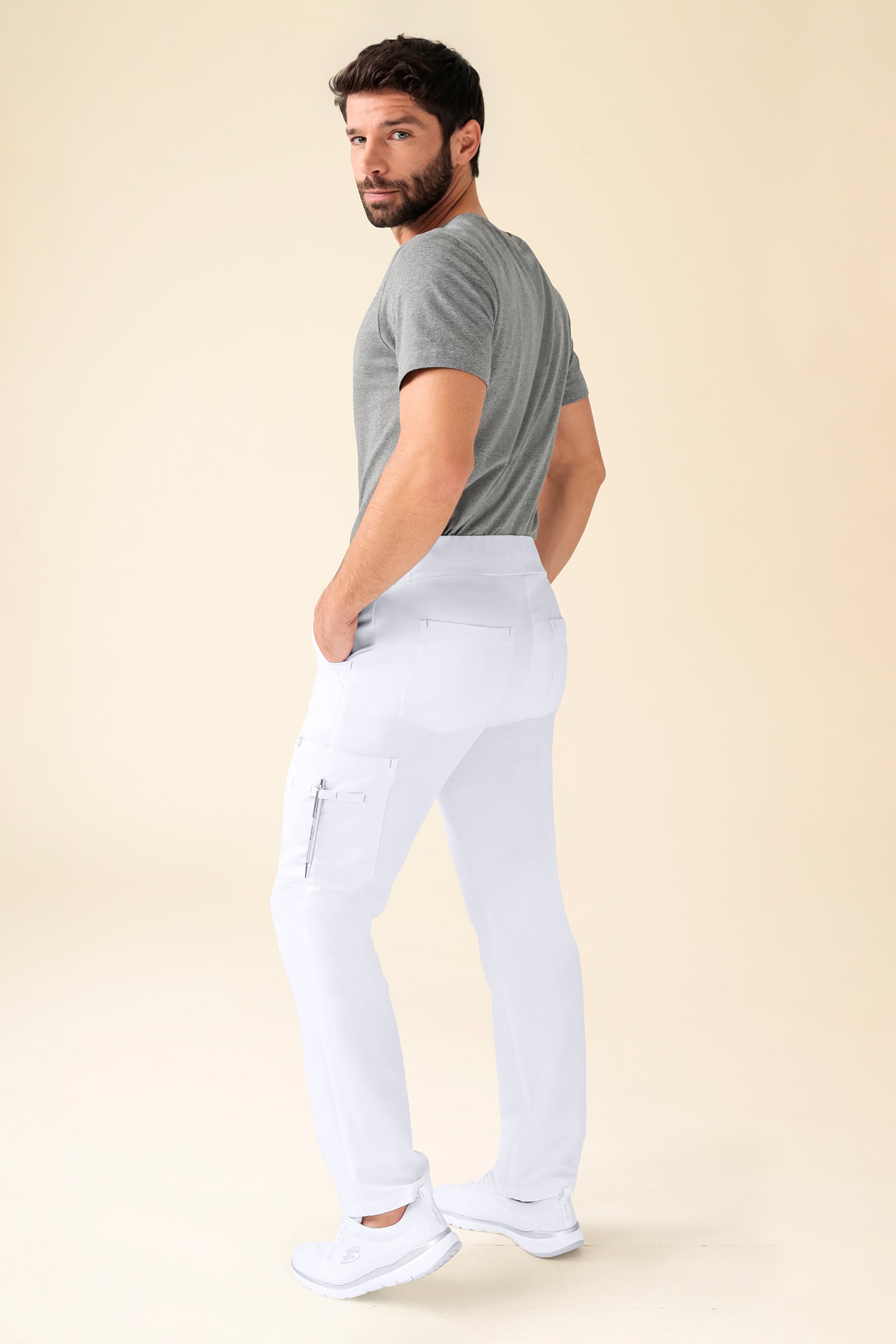KAERE Hose Herren - gerader Saum Kurzgr. mit Beintaschen weiß