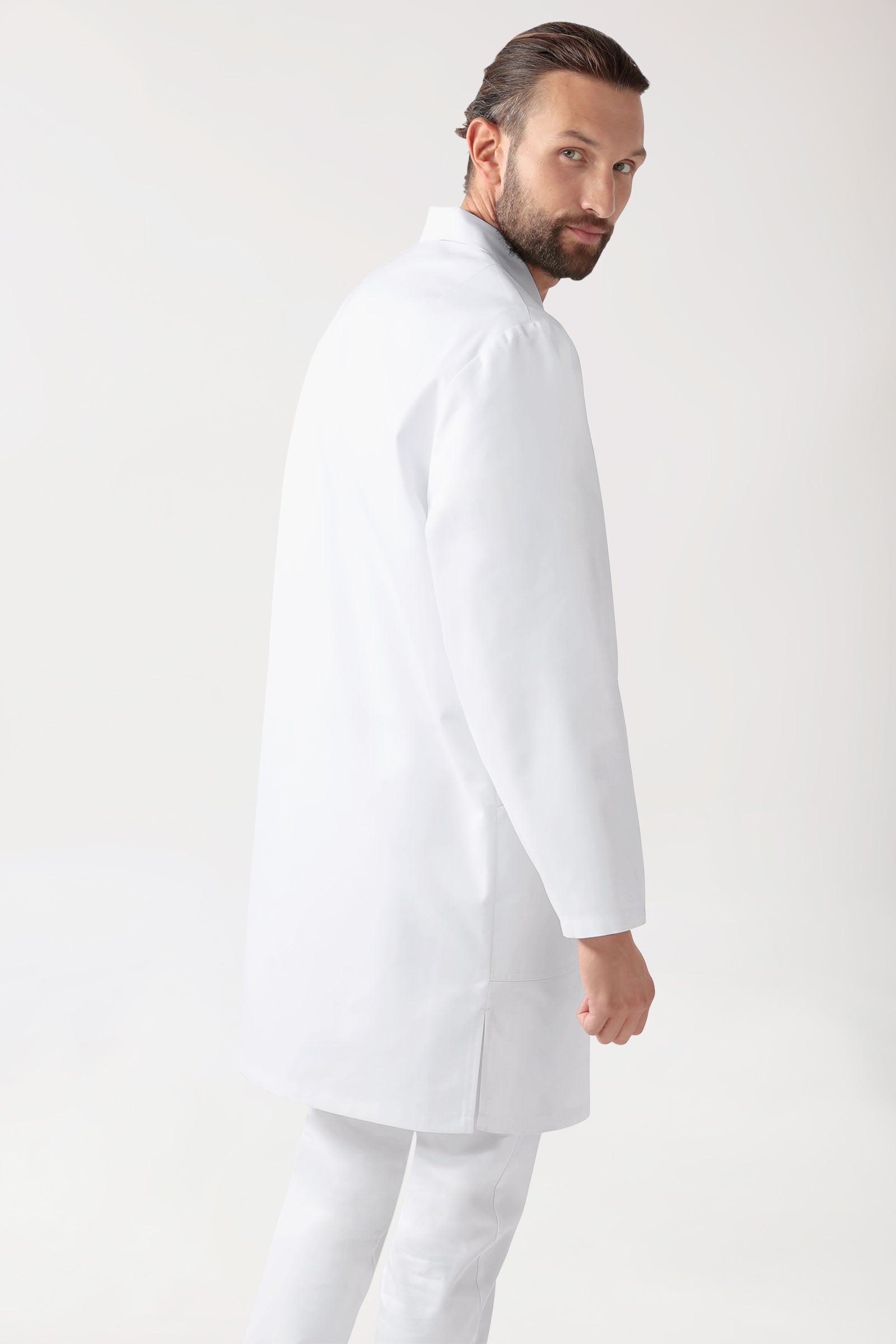 Mantel Herren - Reverskragen - durchgeknöpft weiß