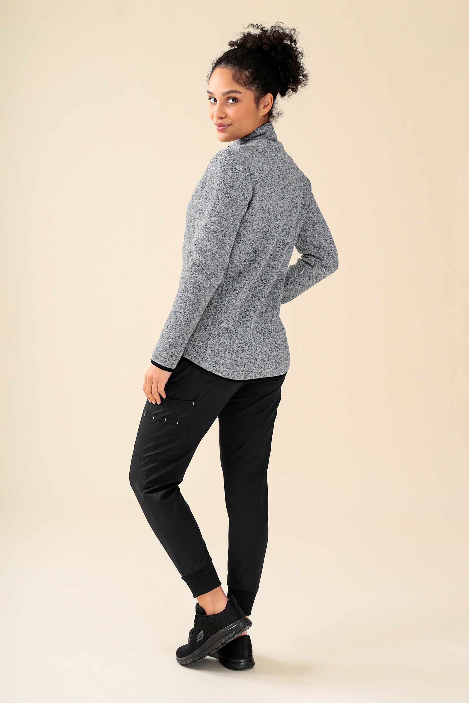 KAERE Fleecejacke Unisex - mit Reißverschluss grau melange, Rückansicht