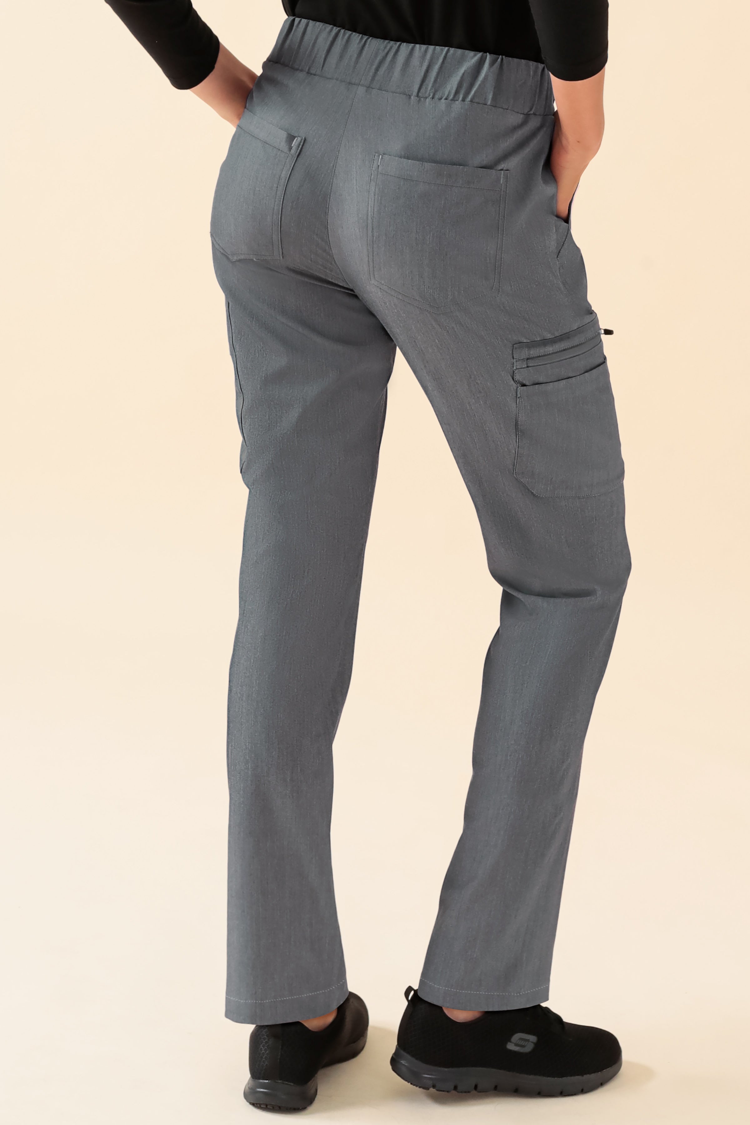 KAERE Hose Damen - gerader Saum mit Beintaschen grau melange