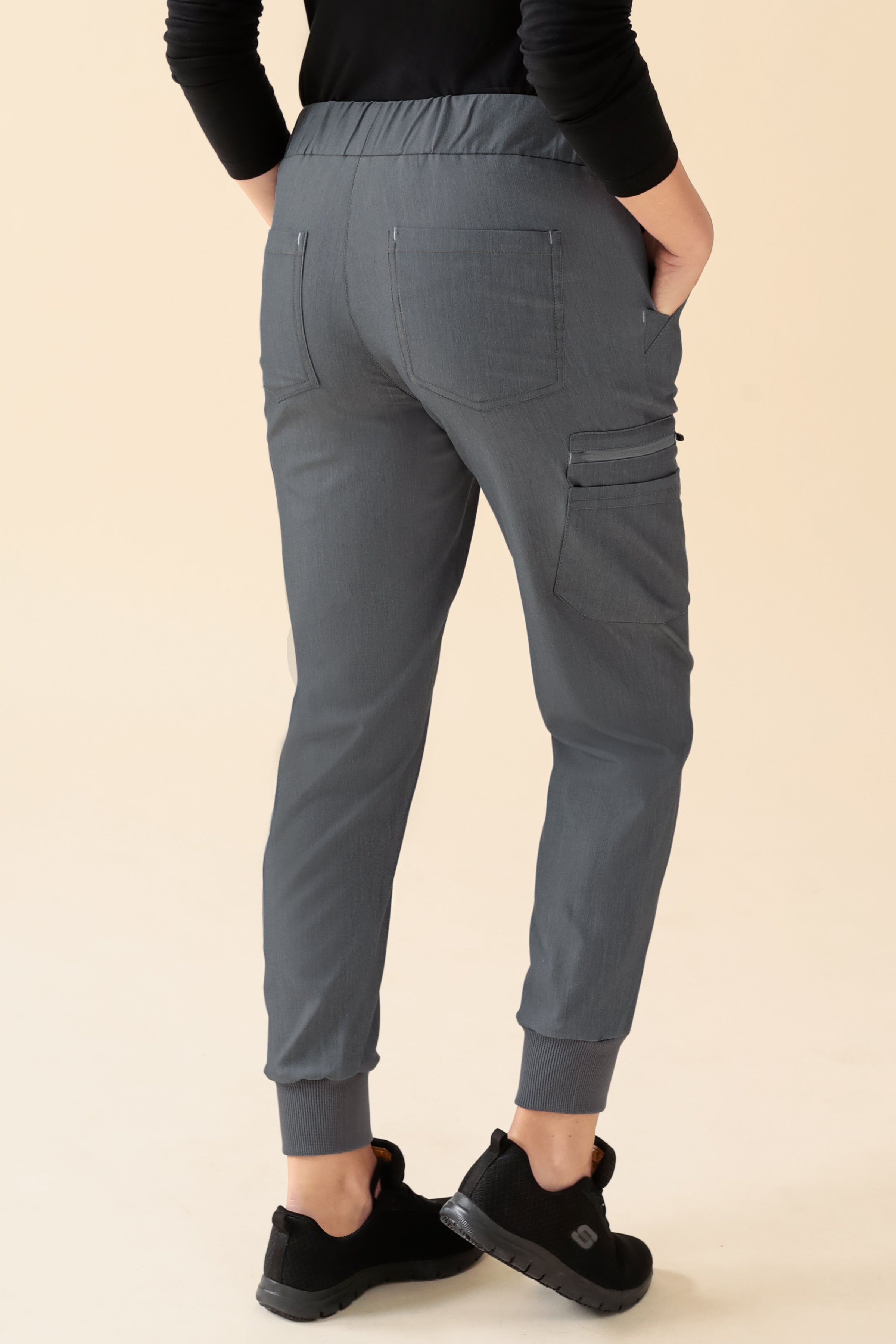 KAERE Hose Damen - Saumbündchen Kurzgr. mit Beintaschen grau melange