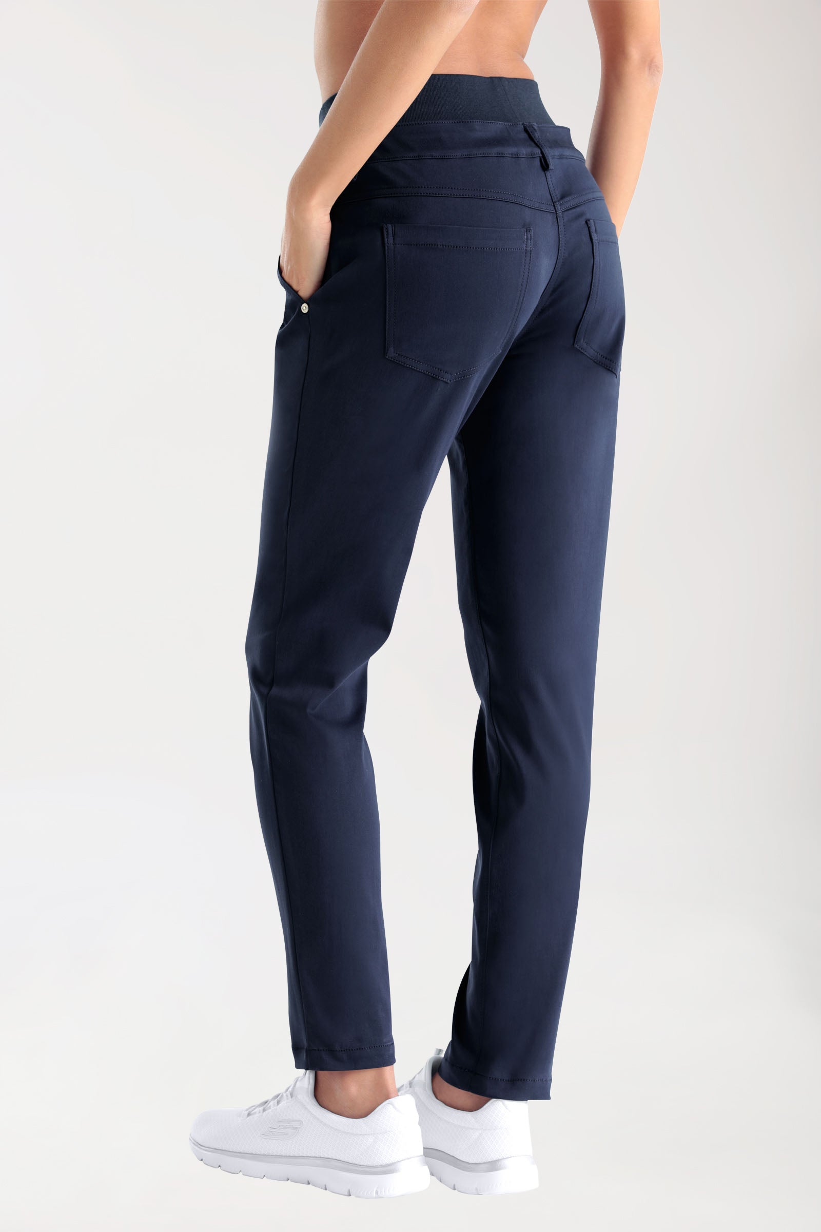 Comfort Stretch Hose Damen - elastischer Strickbund navy