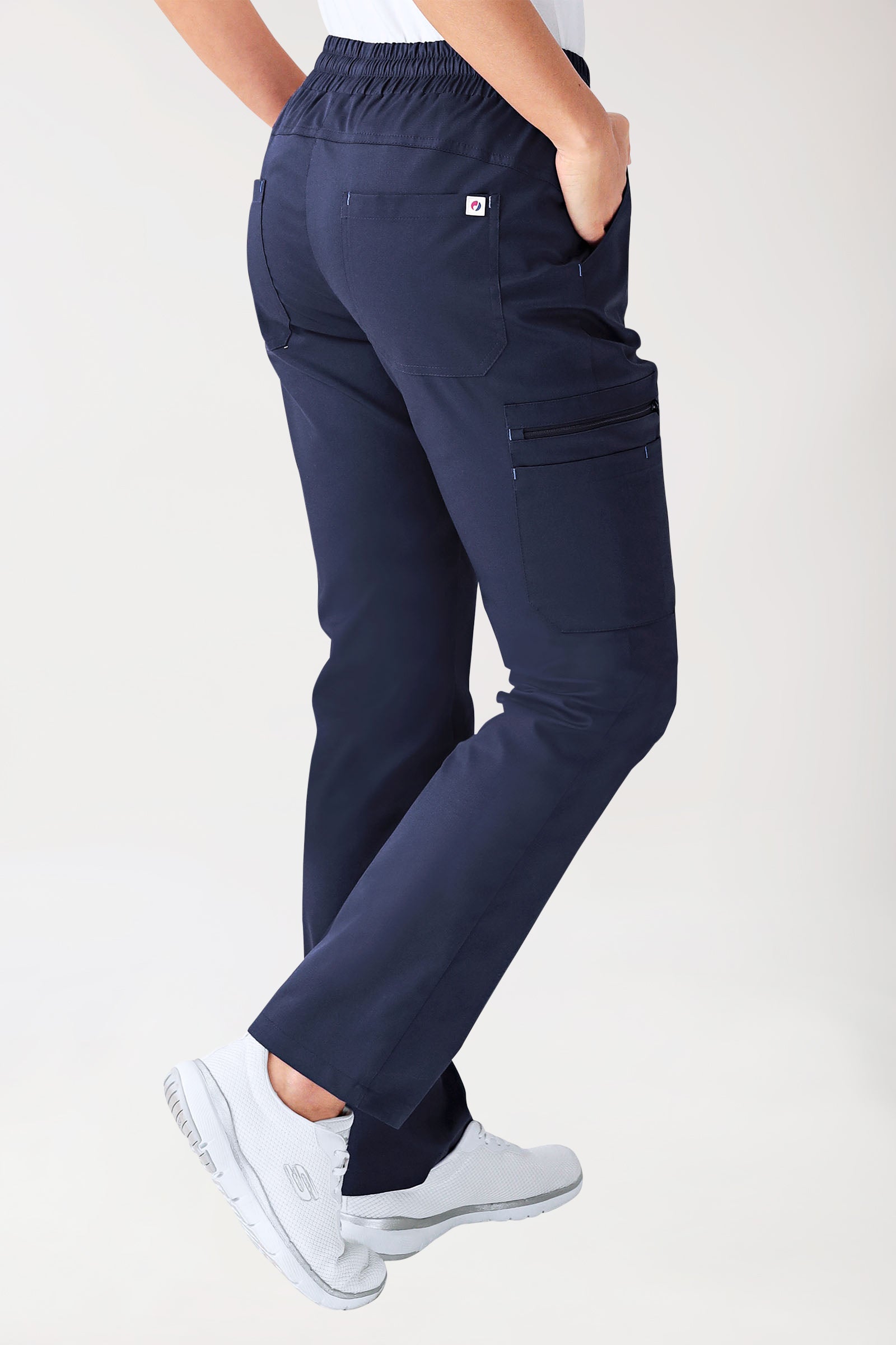 CLINIC STRETCH Hose Damen - gerader Saum navy/himmelblau