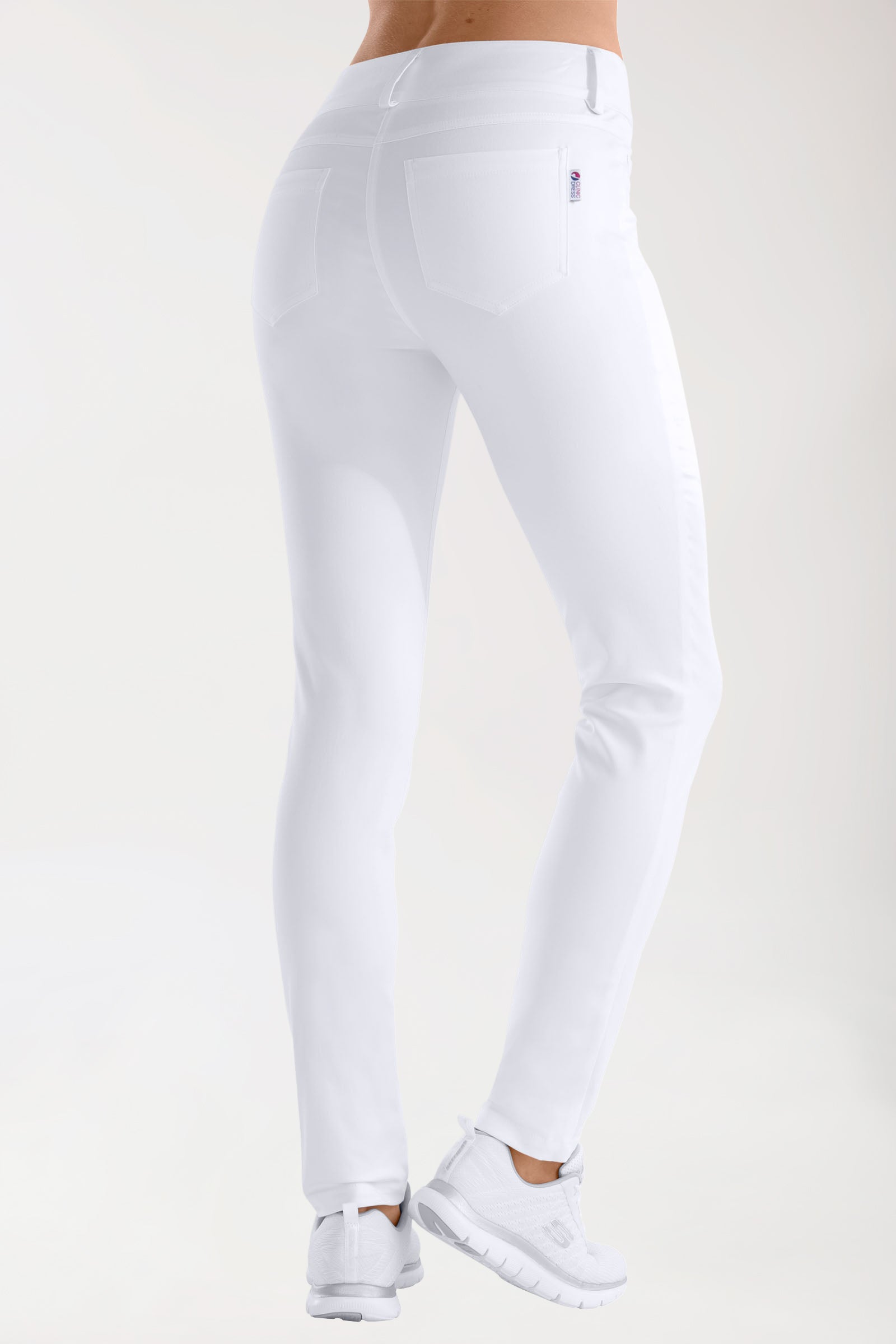Comfort Stretch Hose Damen - 5-Pocket mit breitem Bund weiß