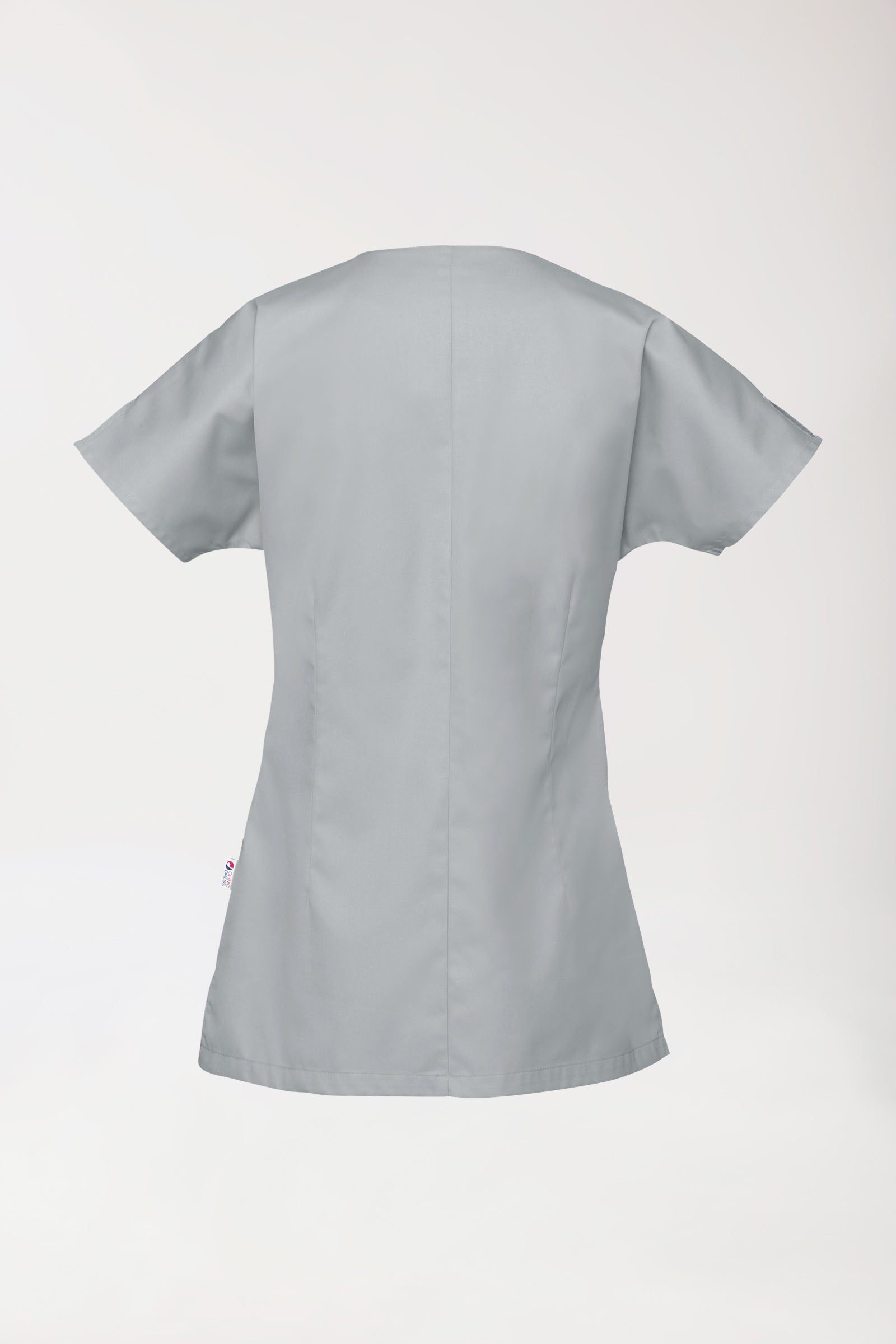 Beauty Kasack Damen - asymmetrische Druckknopfleiste grau