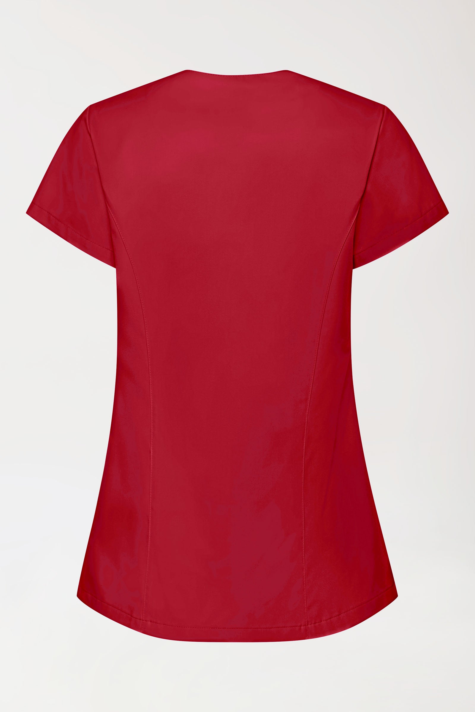 GREEN Stretch Kasack Damen - asymmetrische Druckknopfleiste rot