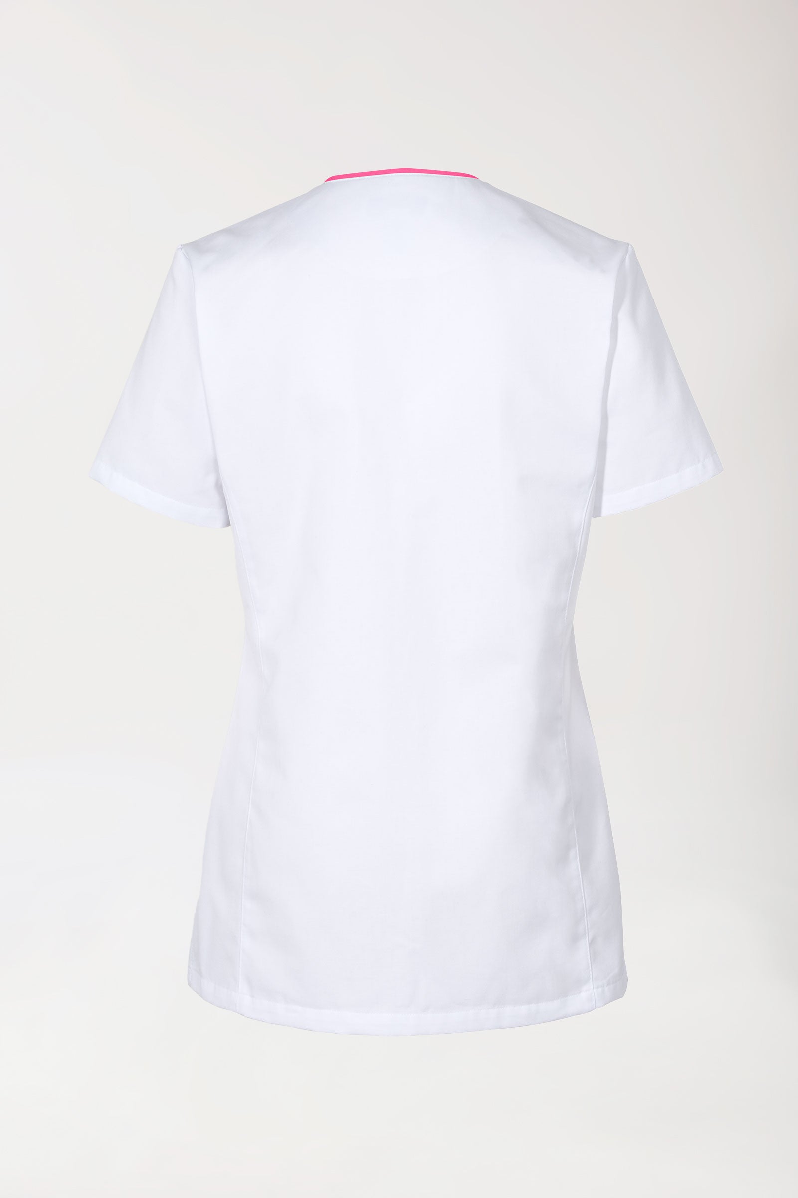 Beauty Kasack Damen - durchgeknöpft weiß/pink