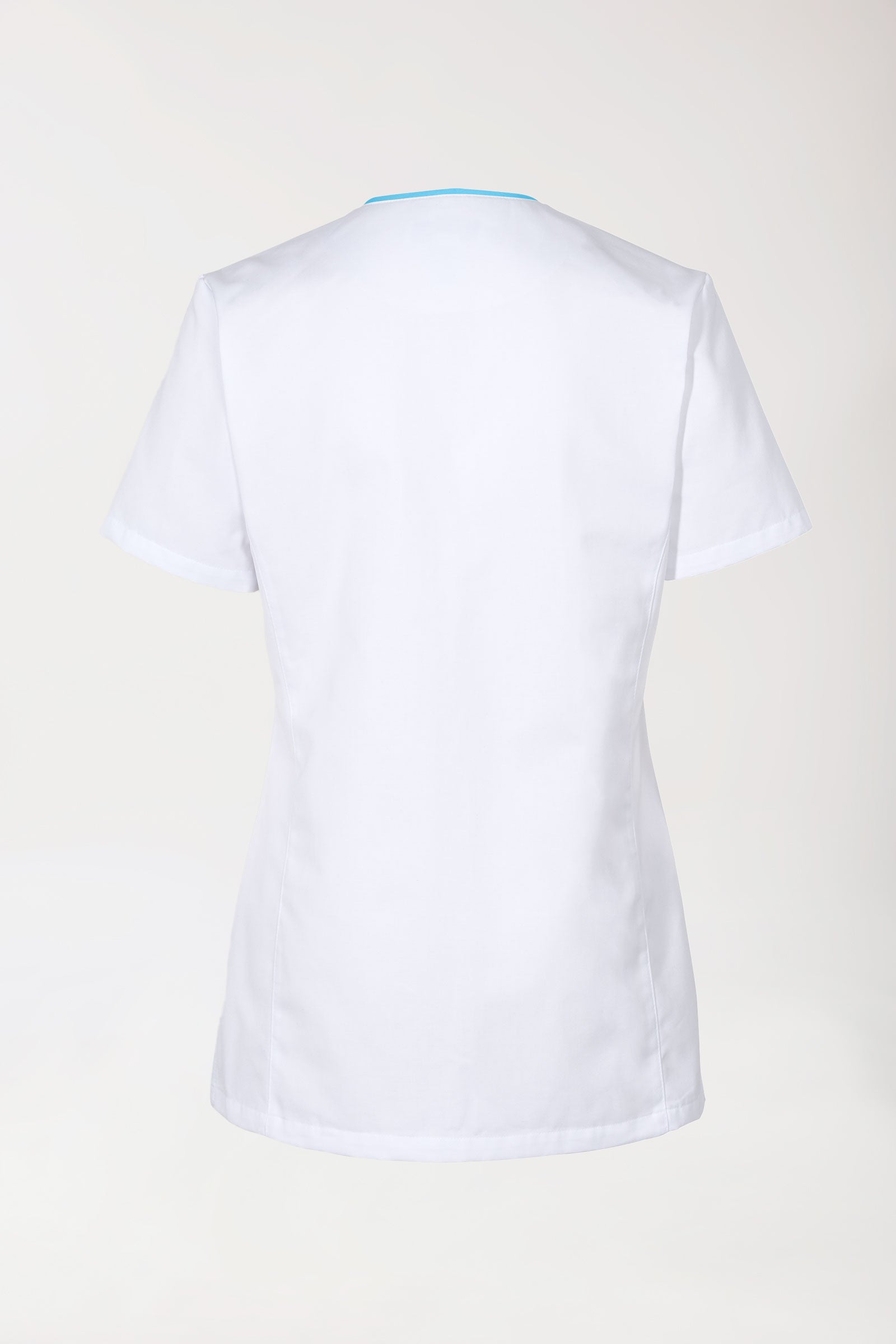 Beauty Kasack Damen - durchgeknöpft weiß/türkis