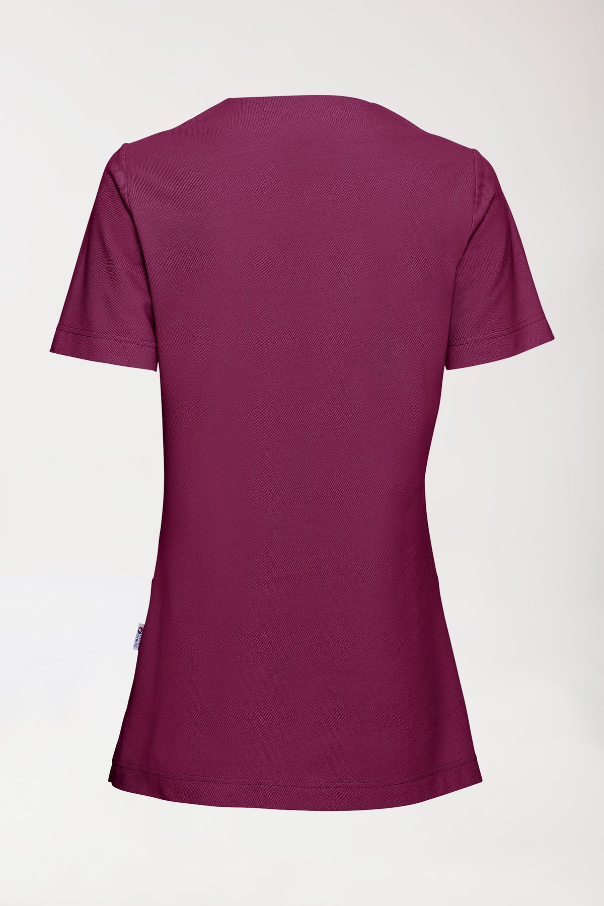 Piqué Longshirt Damen - V-Ausschnitt berry, Rückansicht
