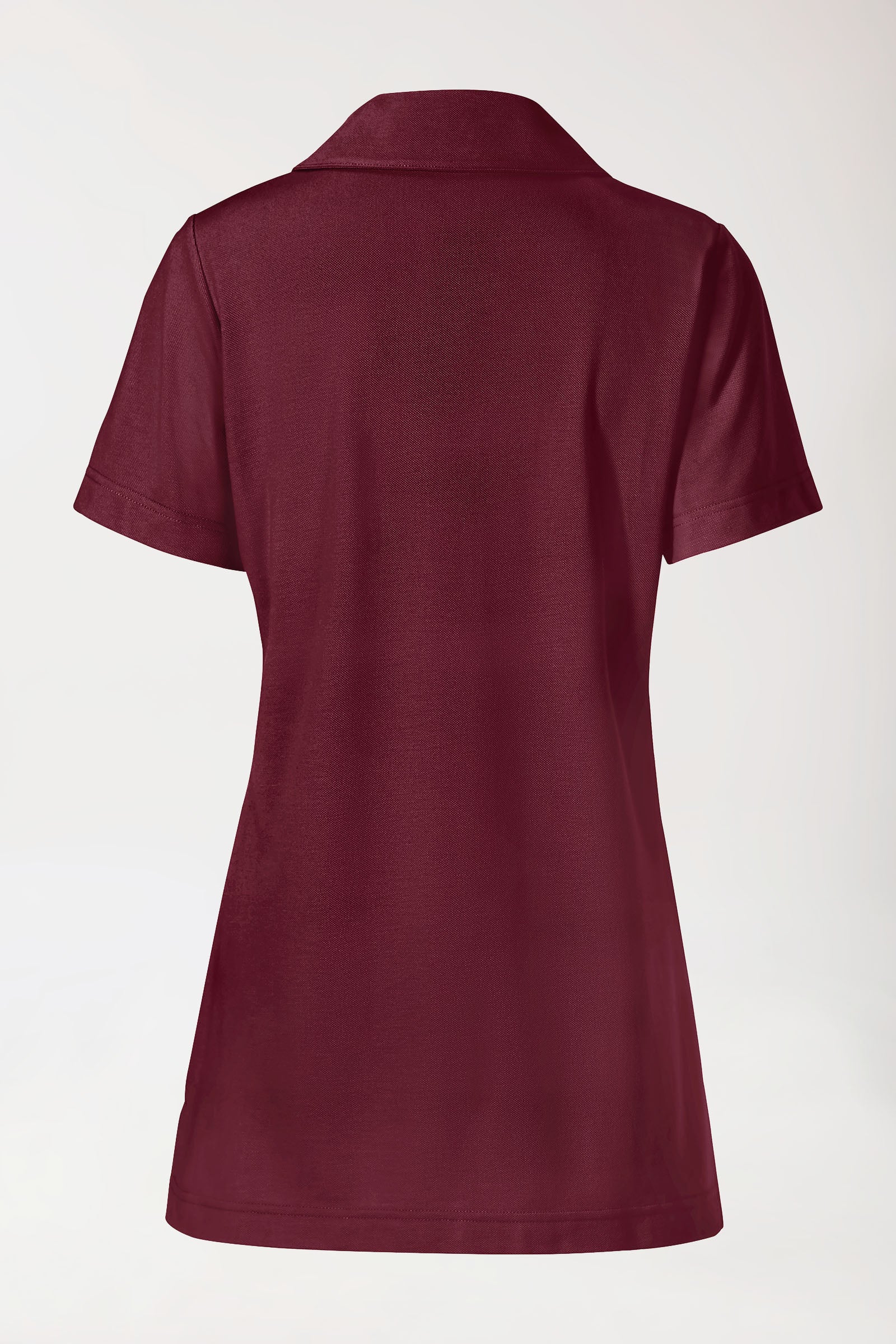 Piqué Longshirt Damen - mit Kragen bordeaux