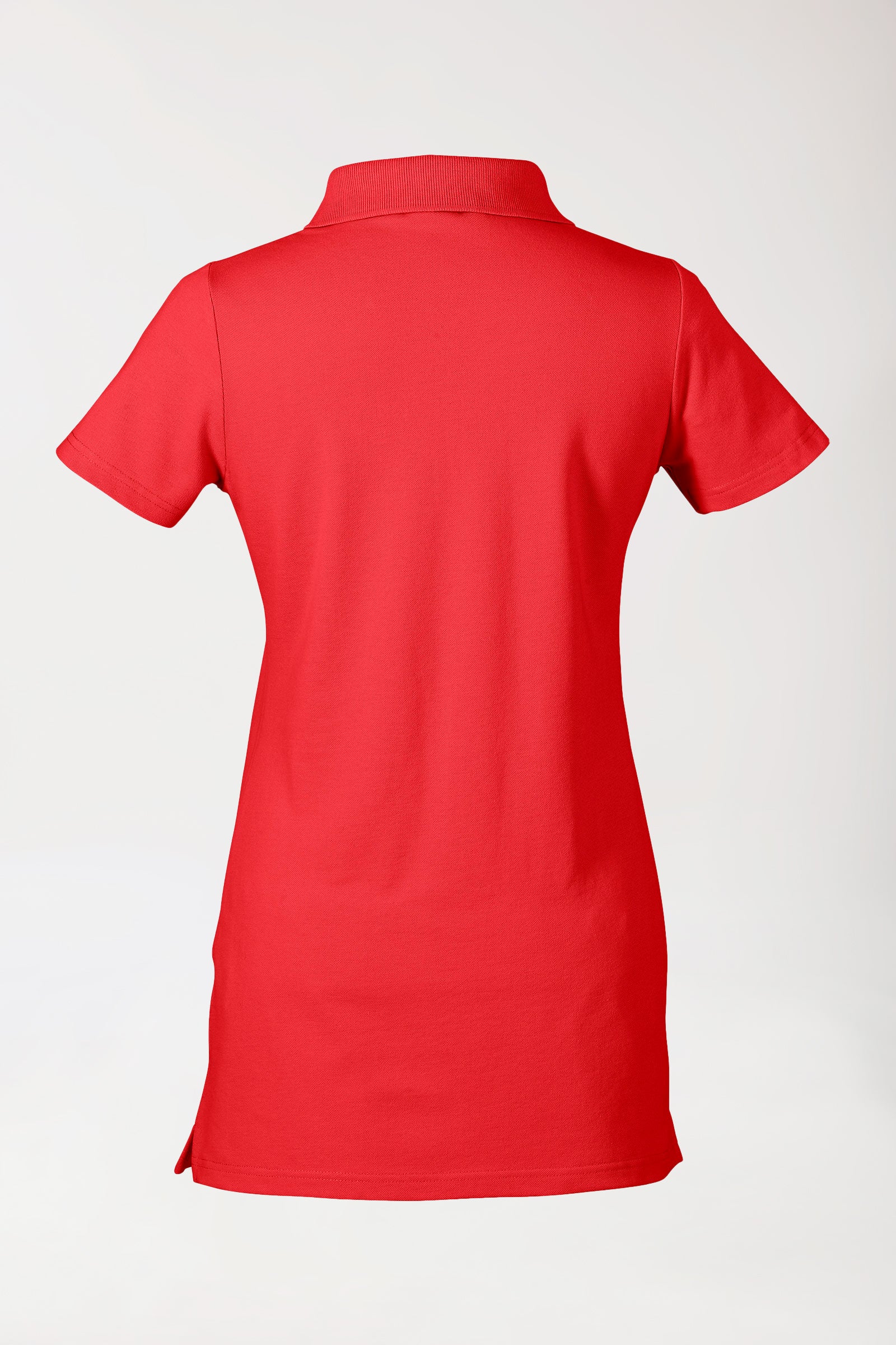 Stretch Longshirt Damen - Polokragen rot