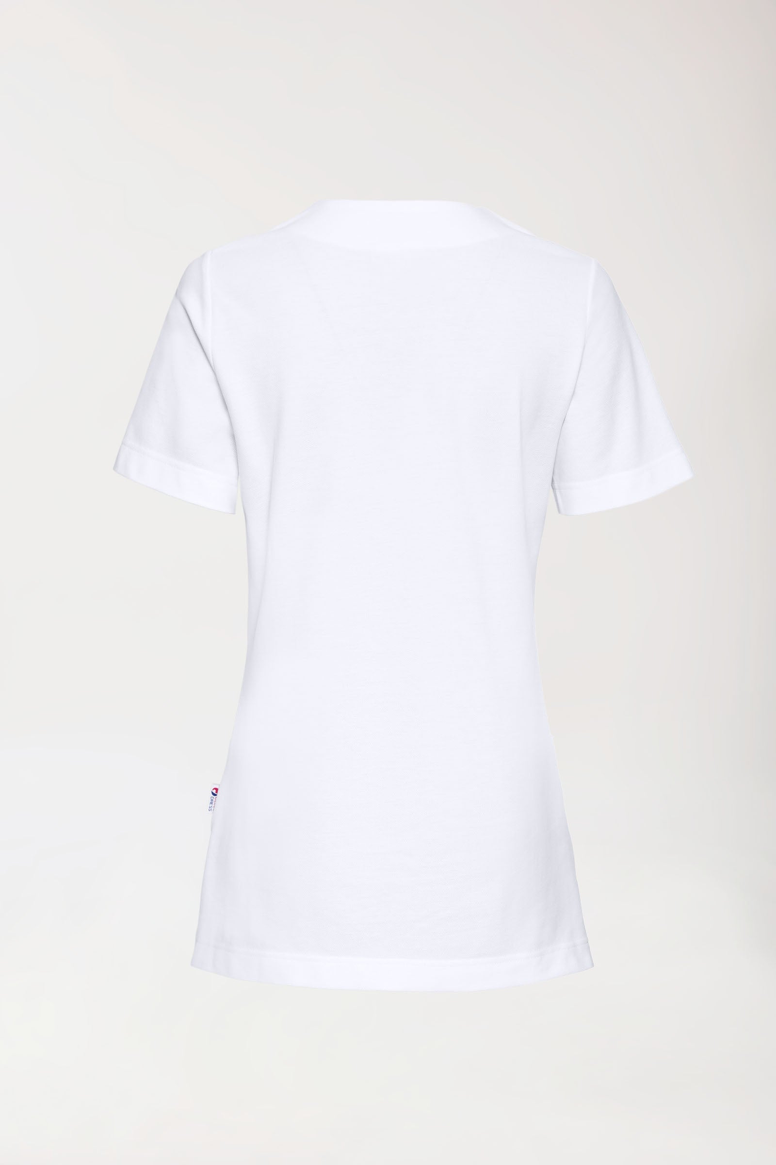 Piqué Longshirt Damen - V-Ausschnitt weiß