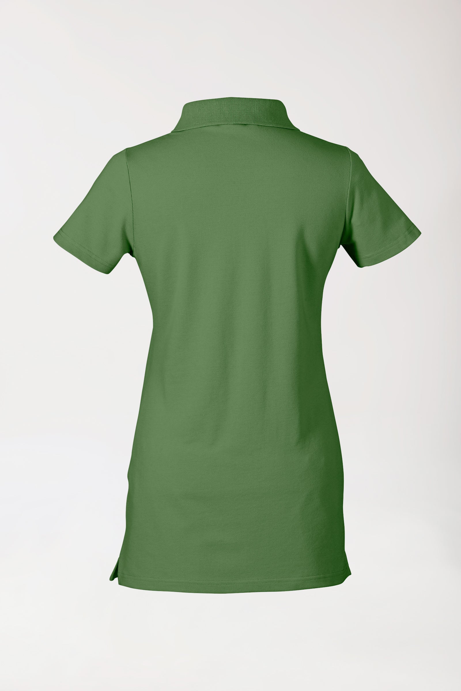 Stretch Longshirt Damen - Polokragen wiesengrün, Rückansicht