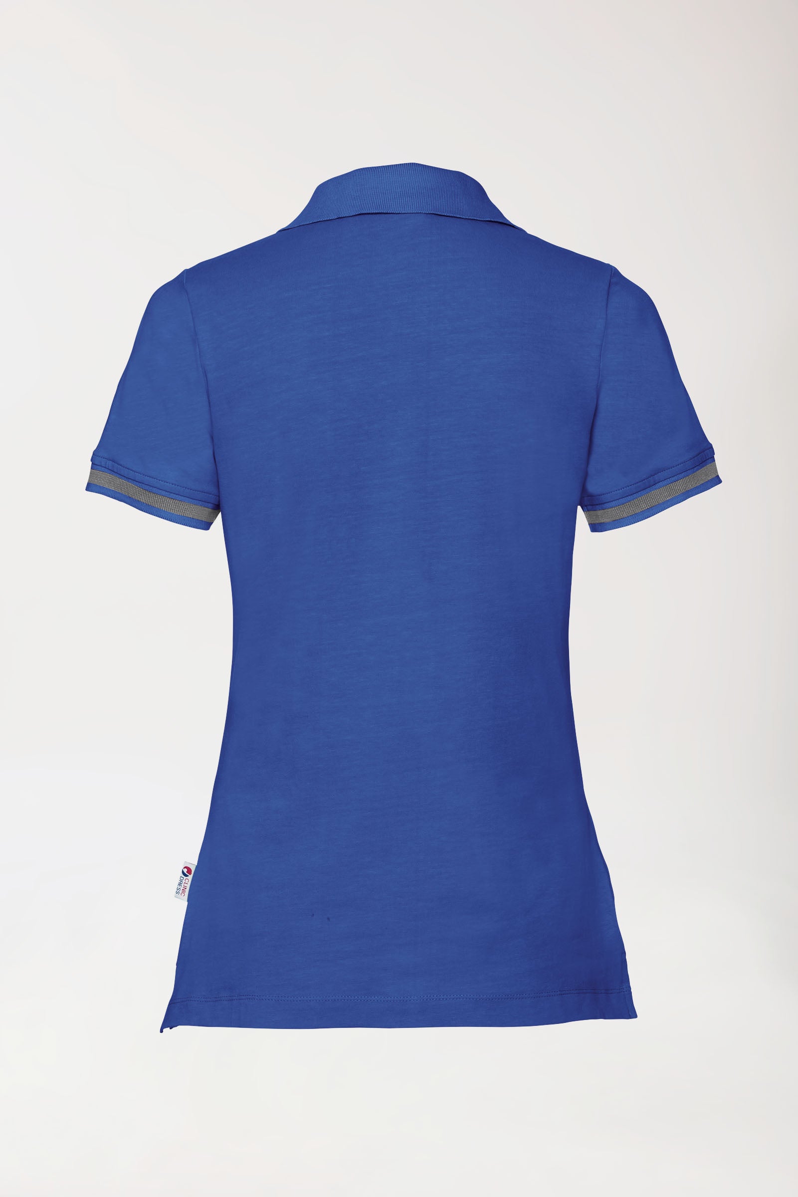 Stretch Shirt Damen - Polokragen königsblau/dunkelgrau melange