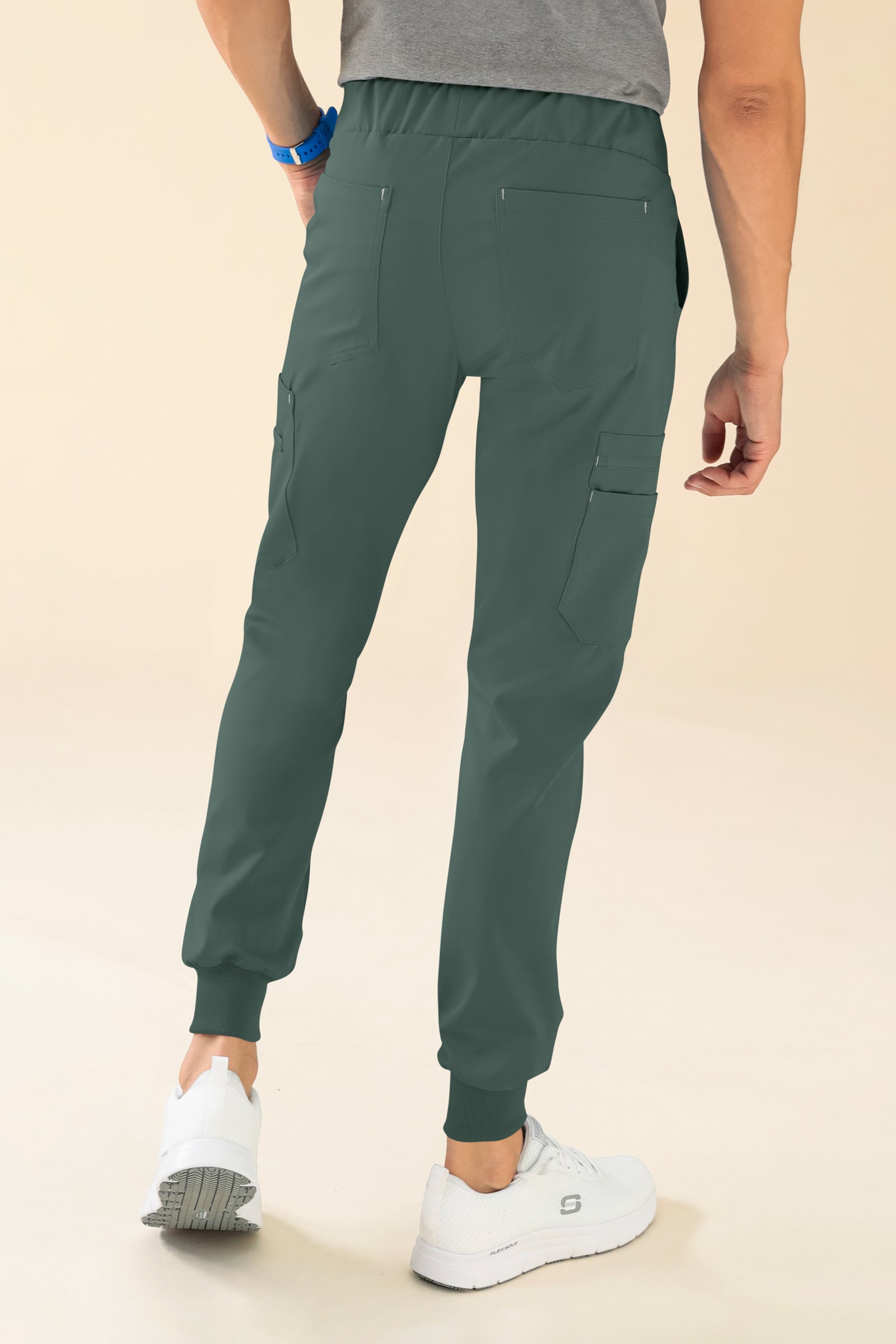 KAERE Hose Herren - Saumbündchen mit Beintaschen dunkelgrün