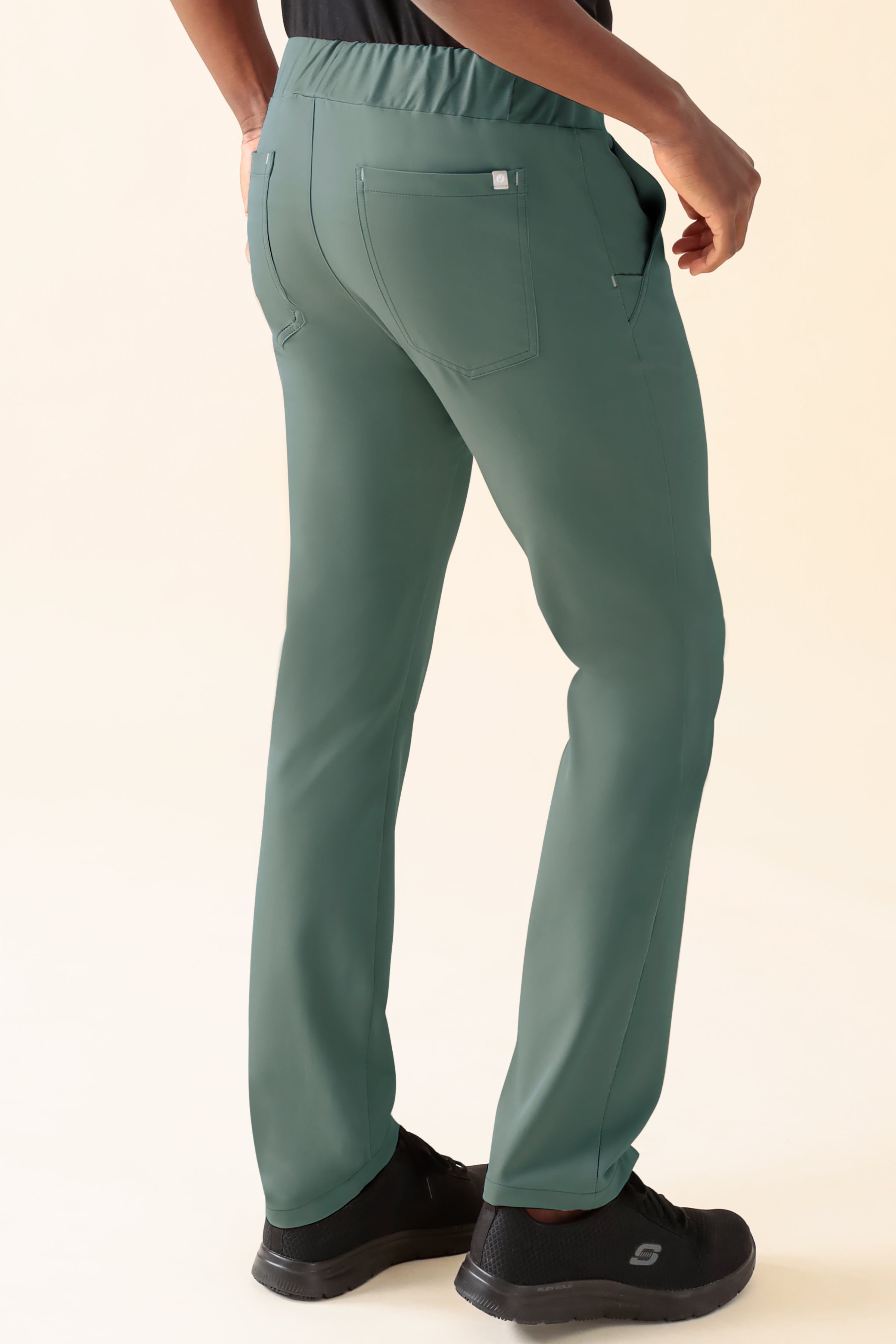 KAERE Hose Herren - gerader Saum ohne Beintaschen dunkelgrün