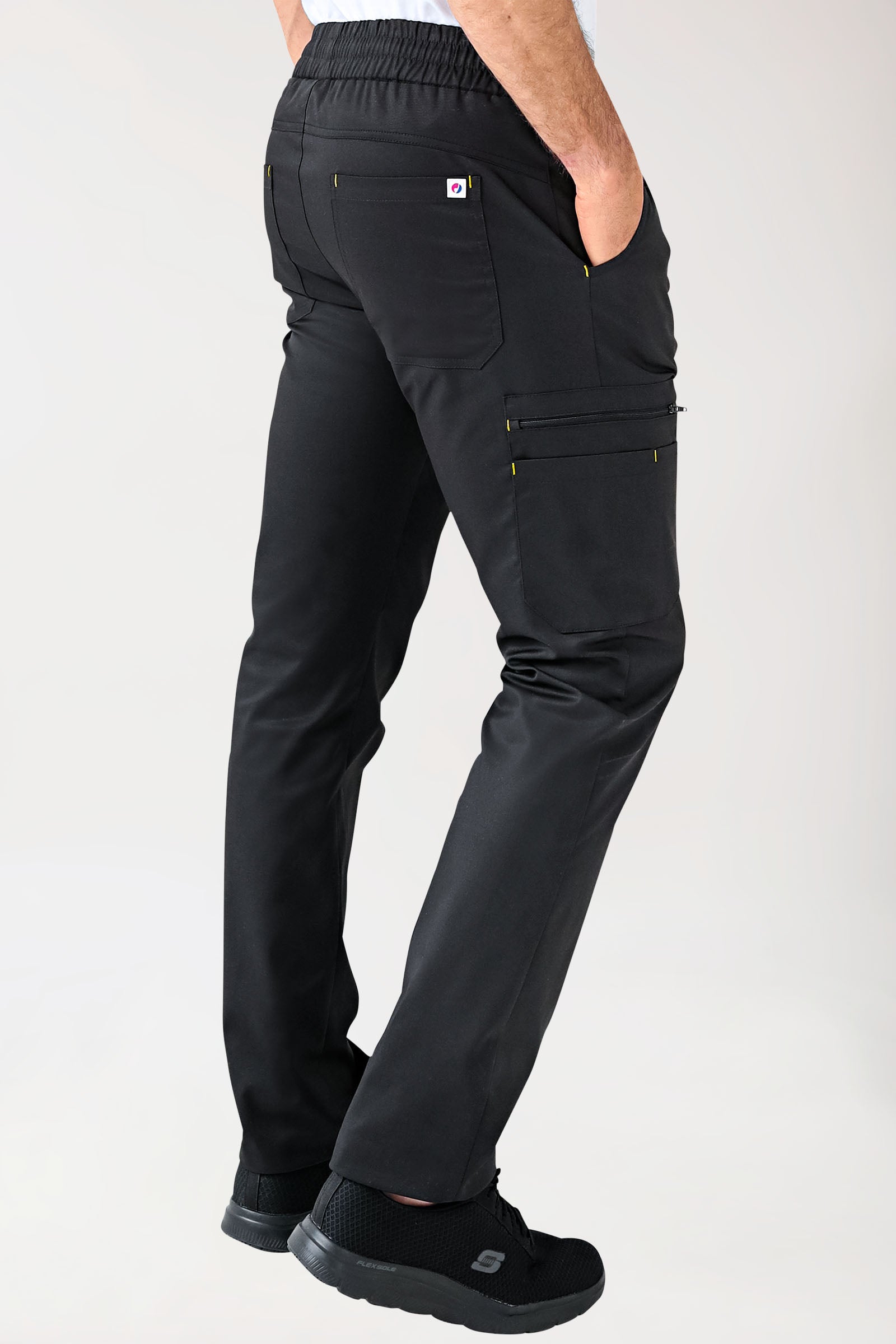 CLINIC STRETCH Hose Herren - gerader Saum schwarz/gelb