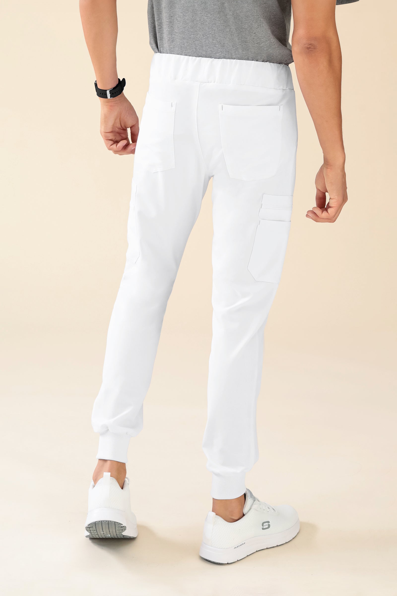 KAERE Hose Herren - Saumbündchen mit Beintaschen weiß