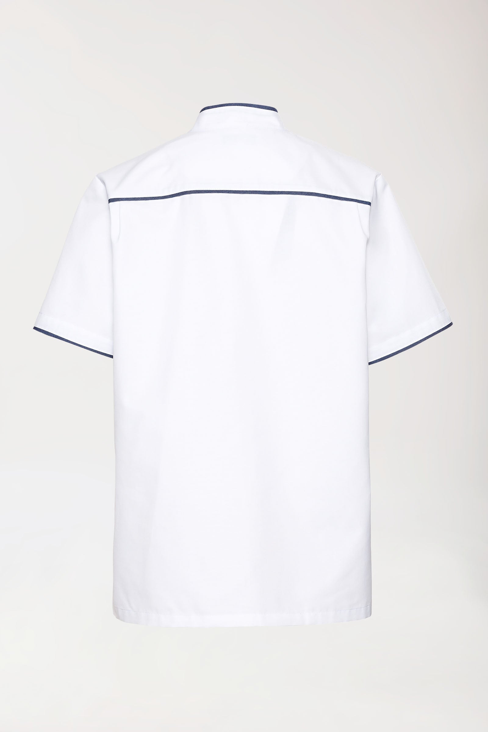 Beauty Kasack Herren - durchgeknöpft weiß/jeansblau