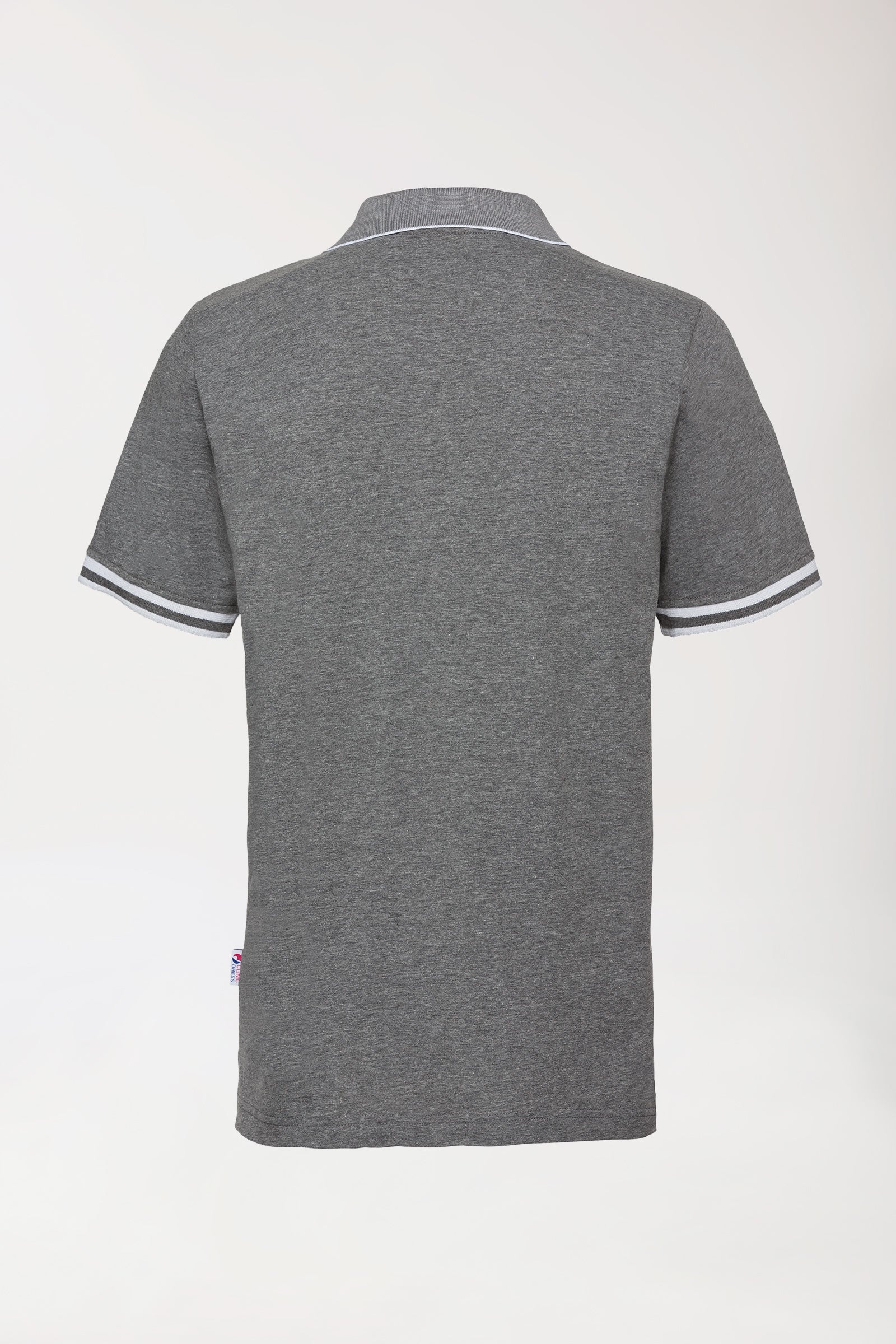 Stretch Shirt Herren - Polokragen - Kontrastknopfleiste - dunkelgrau melange/weiß