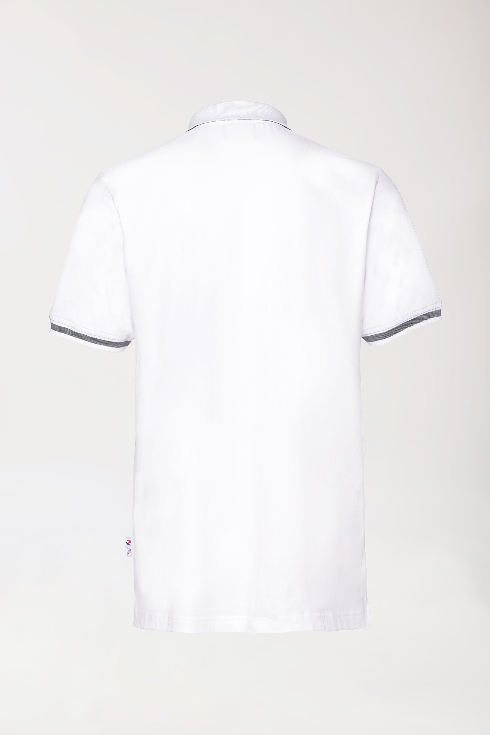 Stretch Shirt Herren - Polokragen weiß/dunkelgrau melange