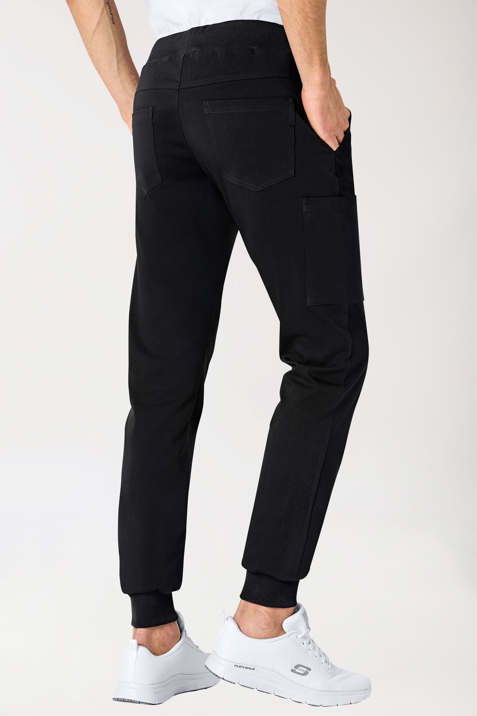 Stretch Hose Herren - Jogpants schwarz, Rückansicht