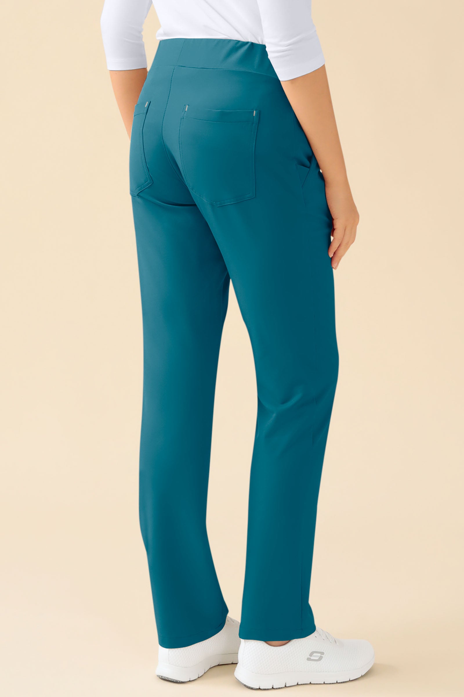 KAERE Hose Damen - gerader Saum ohne Beintaschen petrol, Rückansicht