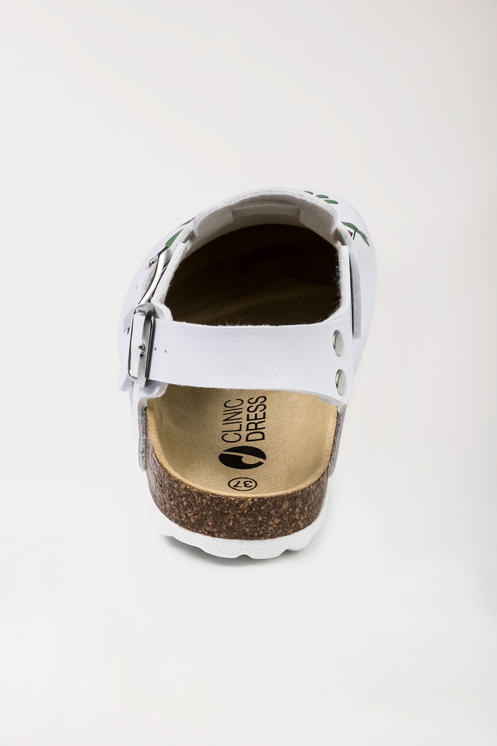 Damen Clog - Motivdruck - weiß, Rückansicht