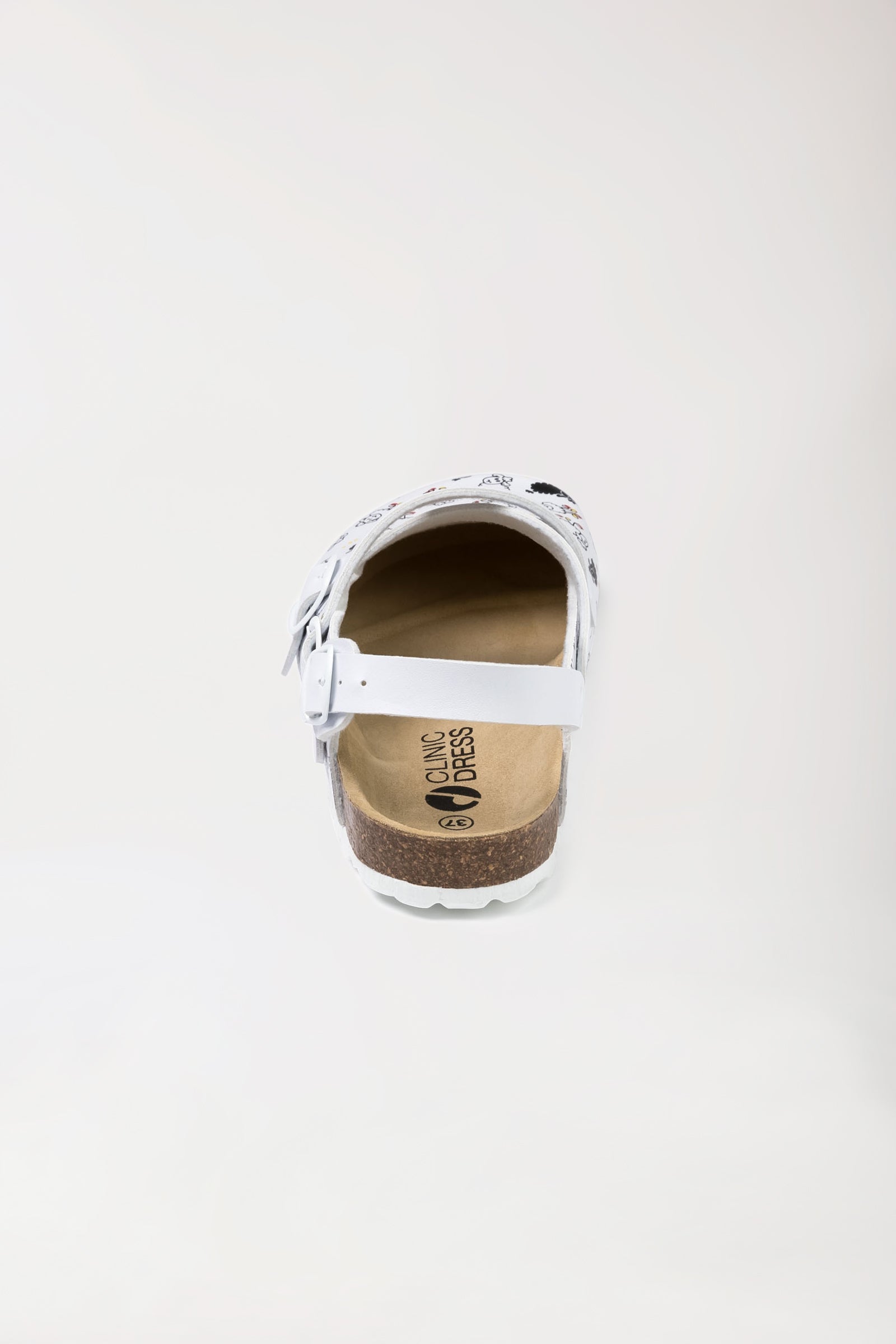 Damen Clog - Kreuzriemen - weiß/schwarz, Rückansicht