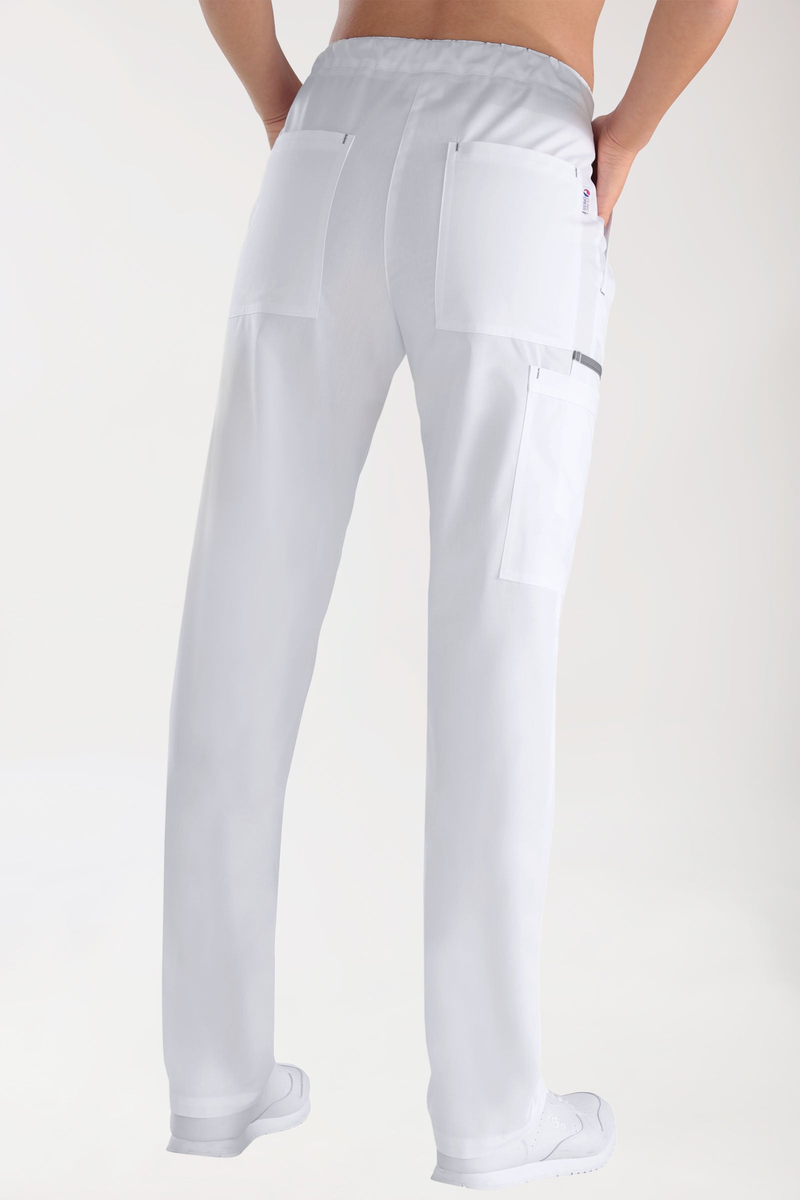 Hose Weiß mit Steingrau Unisex, Rückansicht