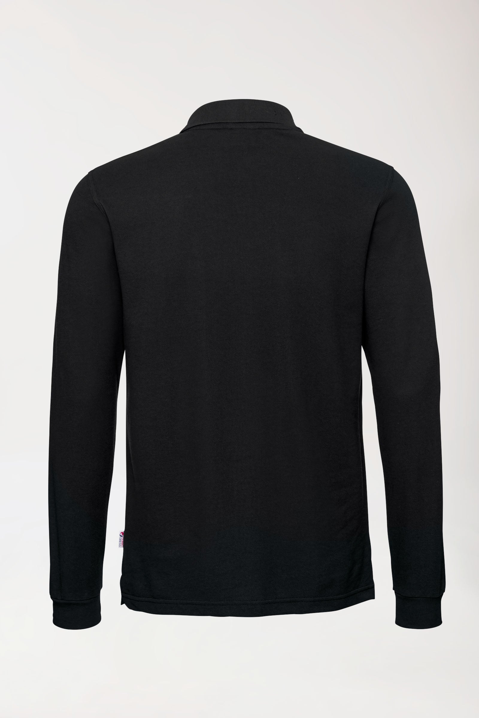 Langarm-Poloshirt Schwarz Unisex, Rückansicht