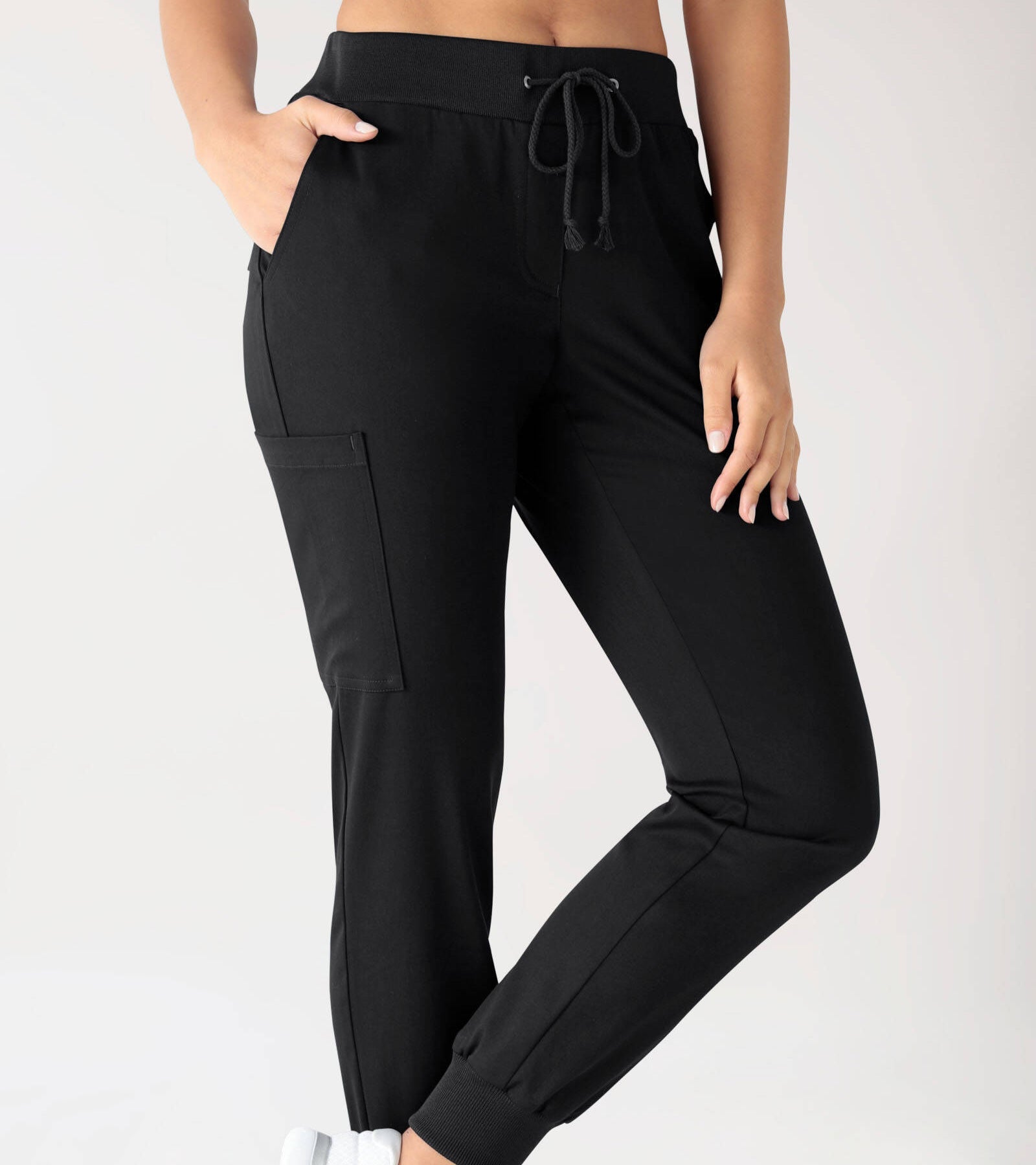 Nahaufnahme schwarze Damen Comfort-Stretch-Hose
