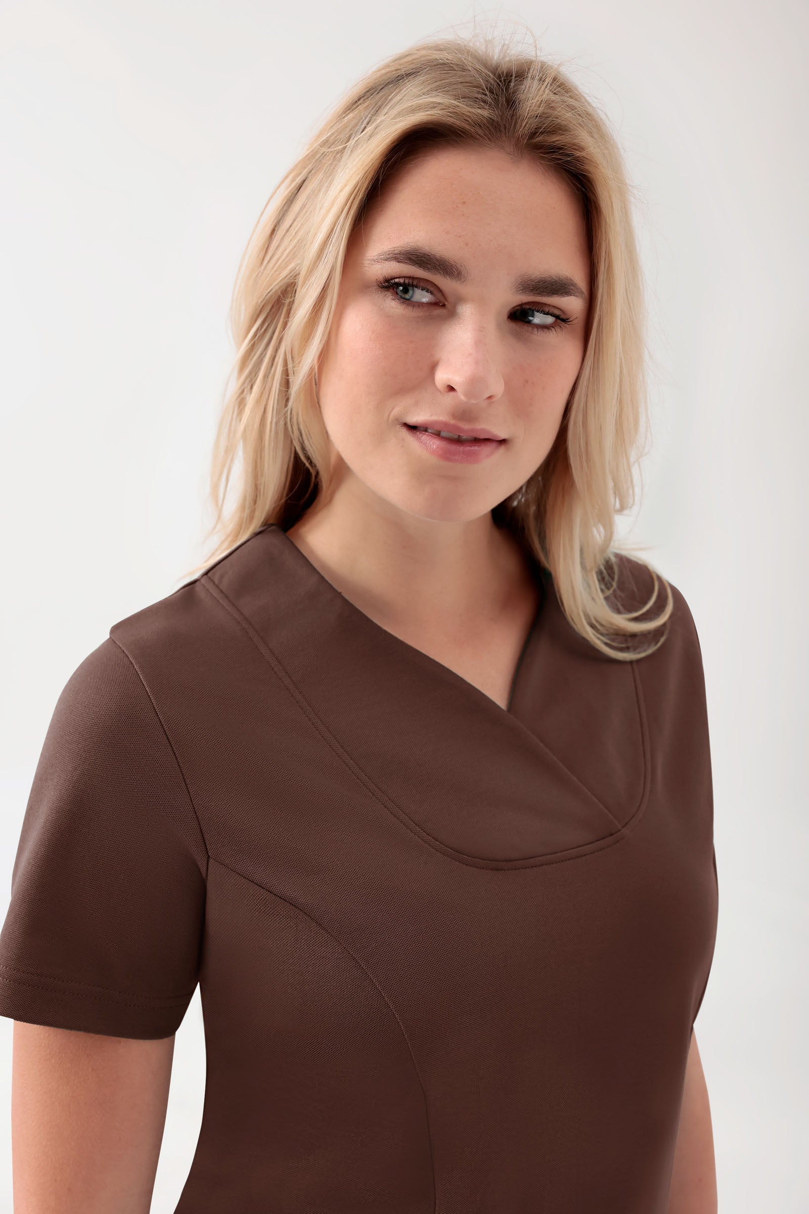 COMFY FLEX Stretch Schlupfkasack Damen - Herzausschnitt coffee