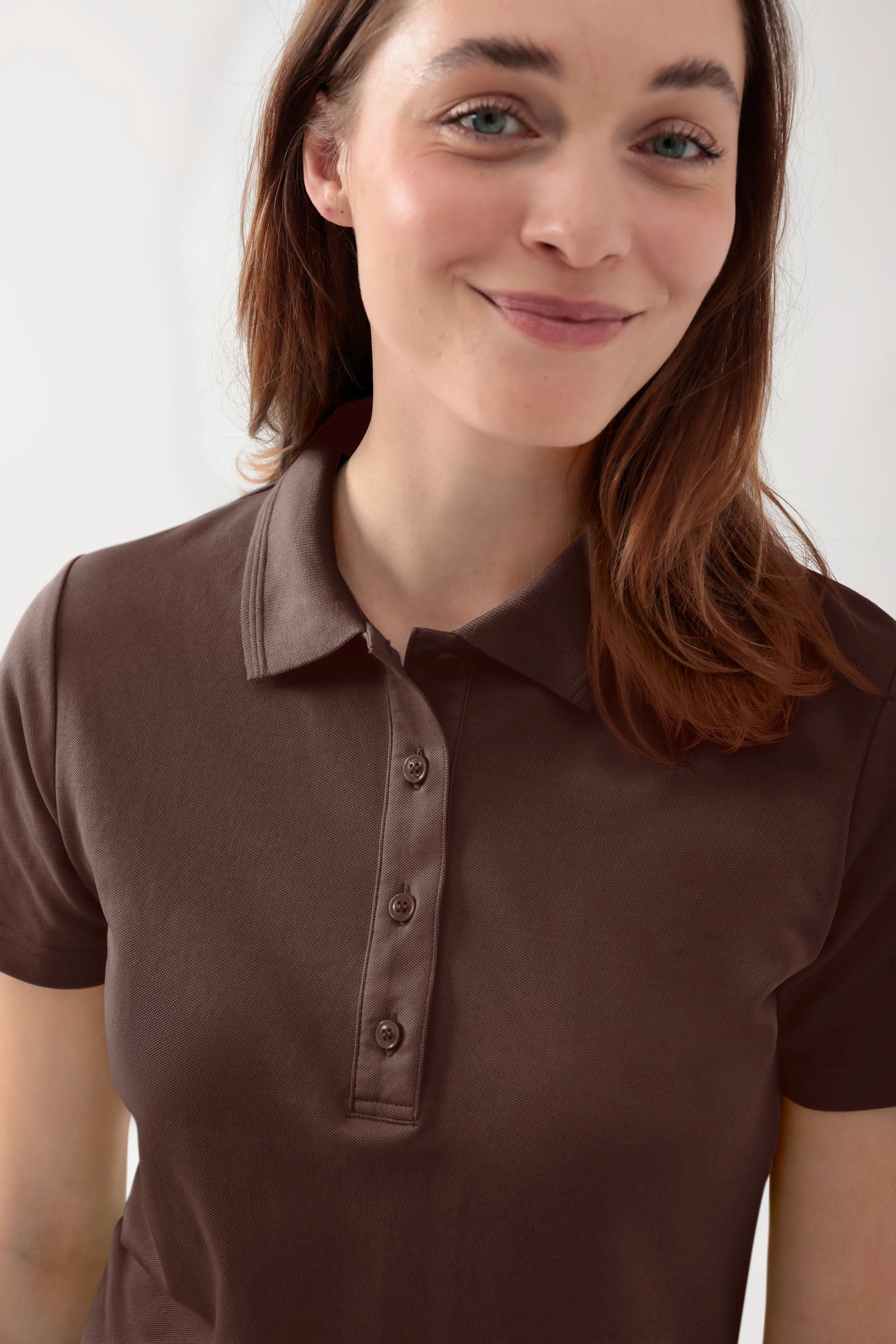 COMFY FLEX Stretch Shirt Damen - Polokragen coffee
