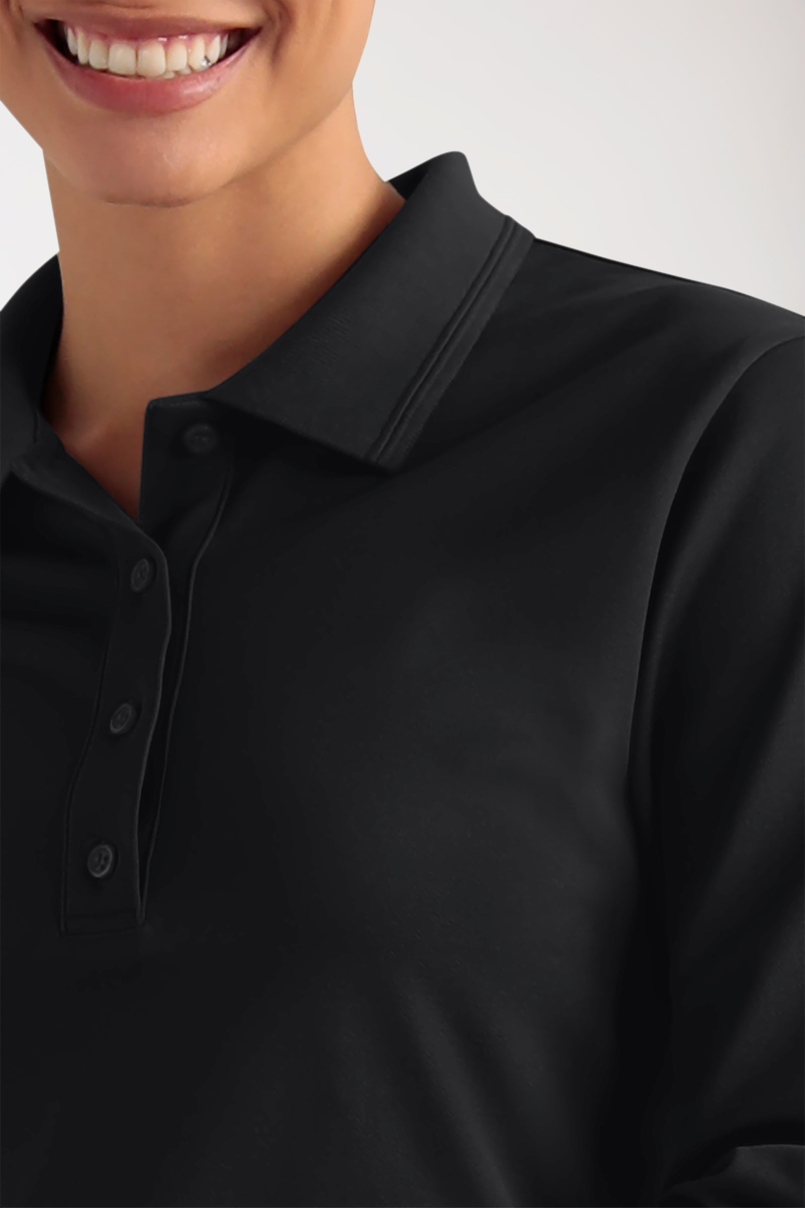 COMFY FLEX Stretch Longsleeve Damen - Polokragen schwarz