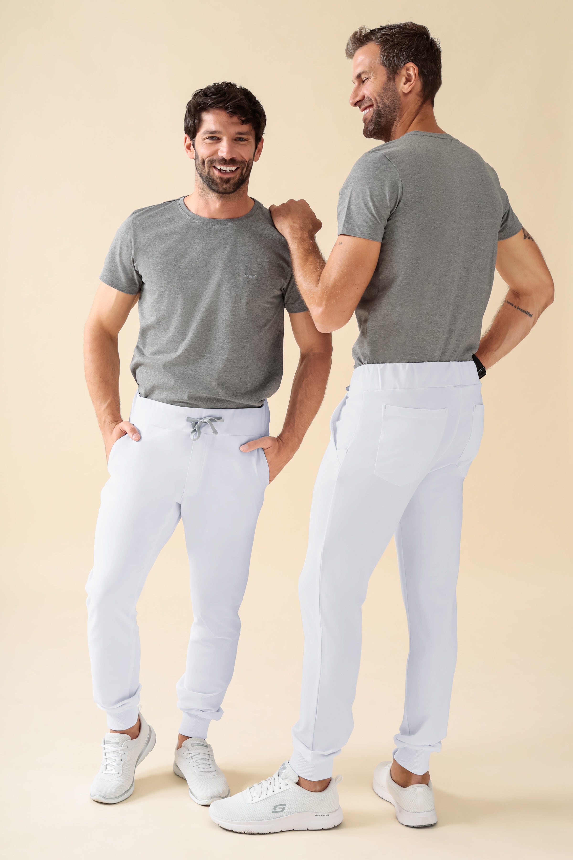 KAERE Hose Herren - Saumbündchen Kurzgr. ohne Beintaschen weiß