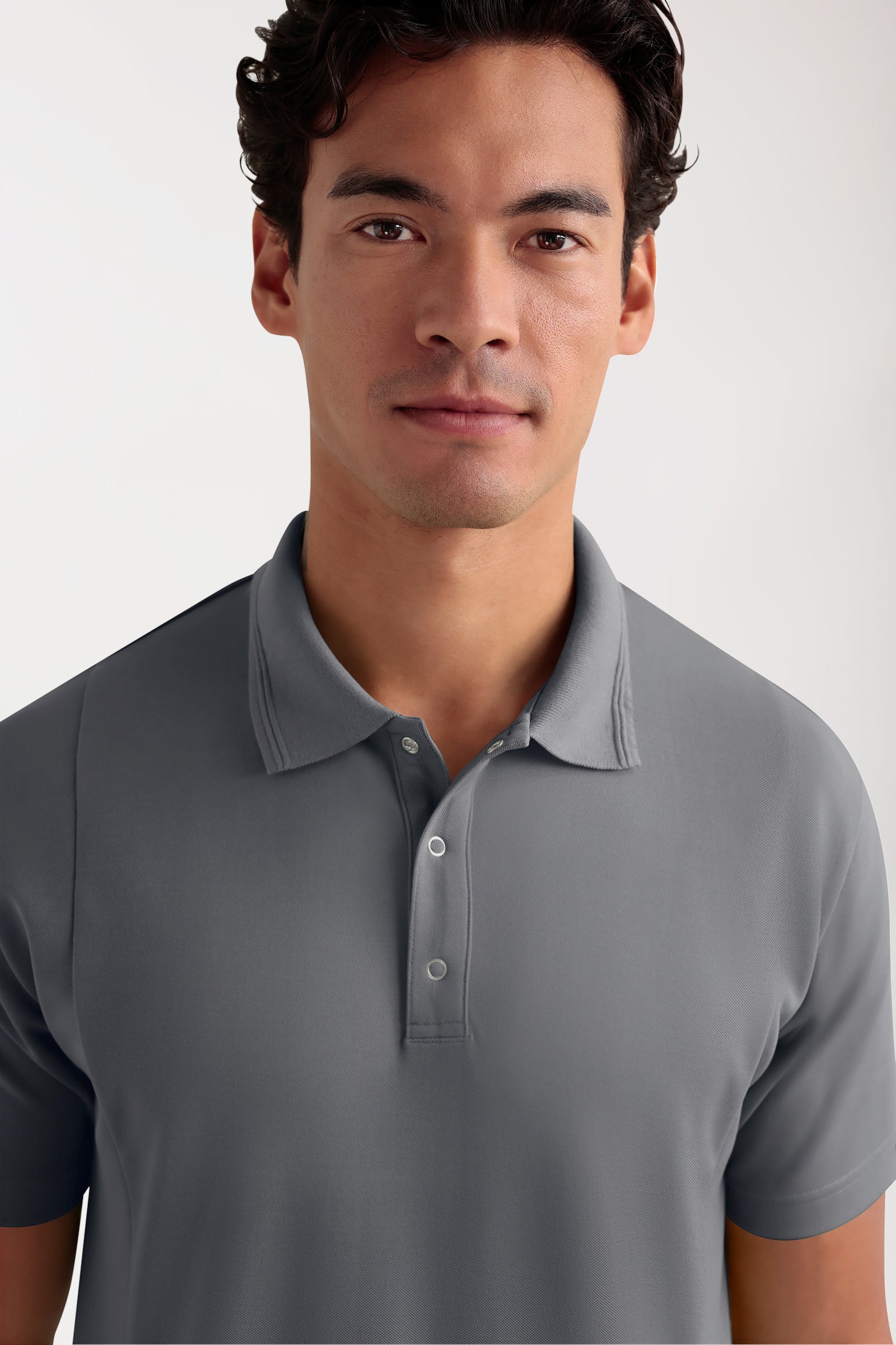 COMFY FLEX Stretch Schlupfkasack Herren - Polokragen steingrau