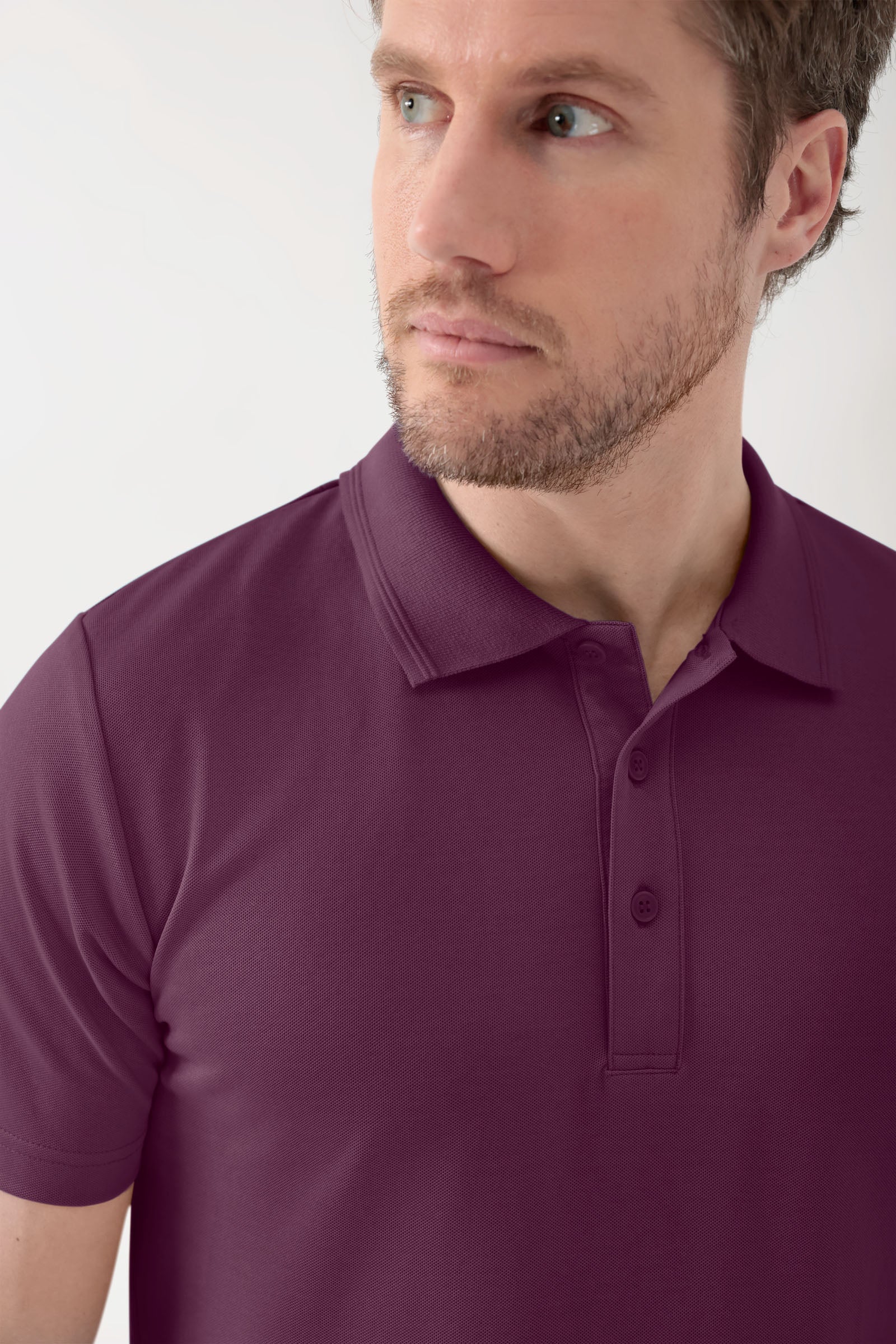 COMFY FLEX Stretch Shirt Herren - Polokragen pflaume