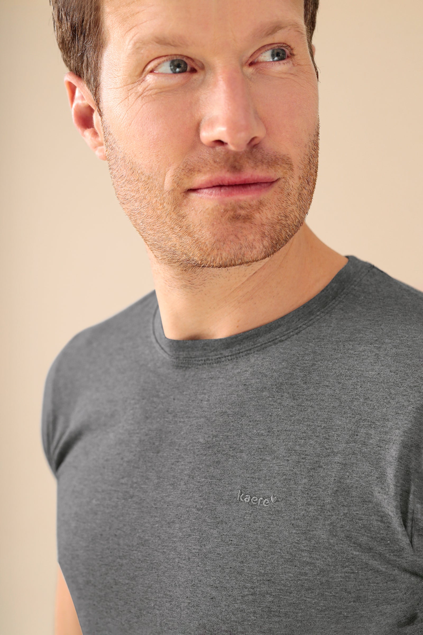 KAERE Shirt Herren - Kurzarm dunkelgrau melange