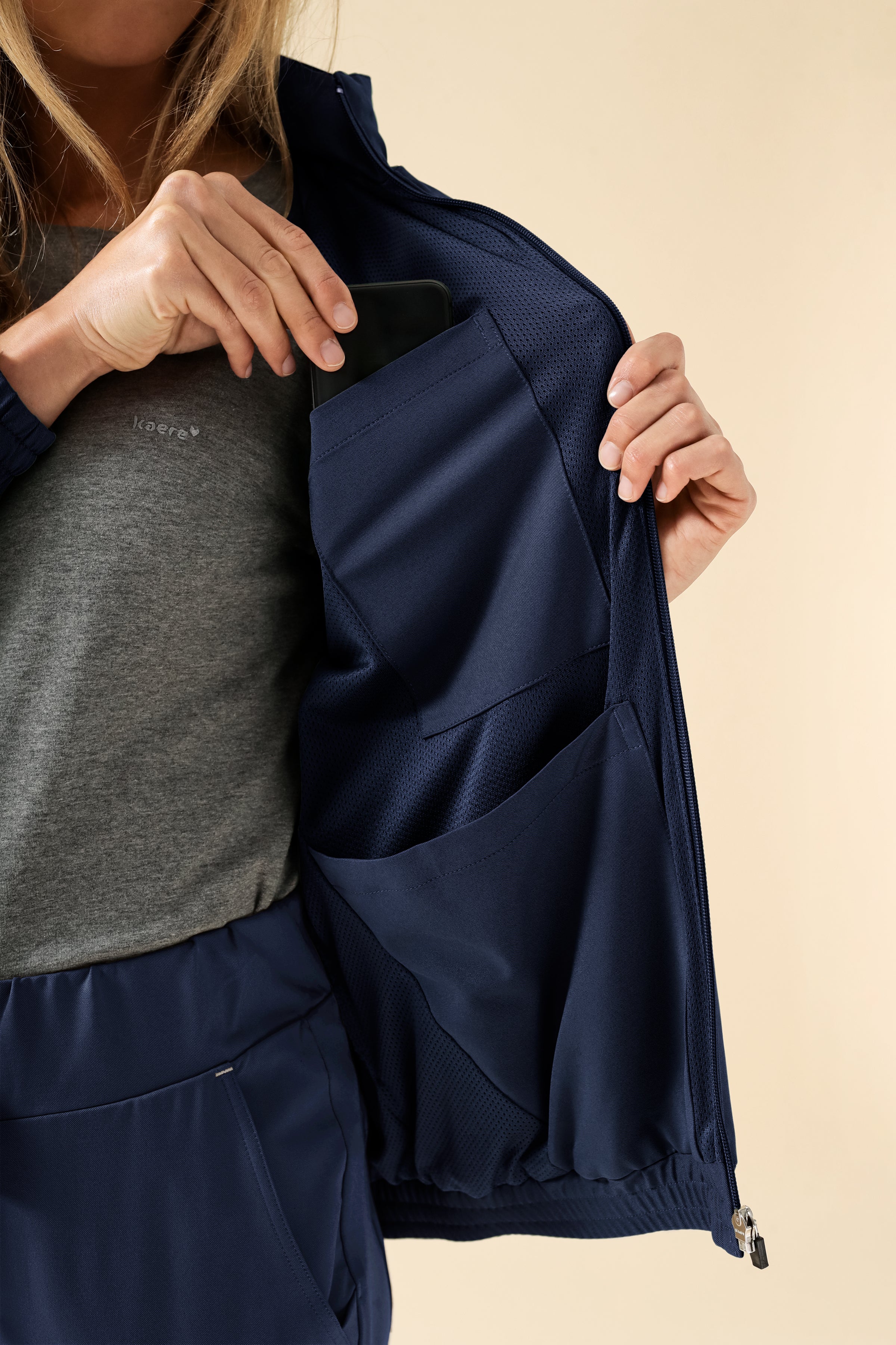 KAERE Blousonjacke Damen - mit elastischen Bündchen navy