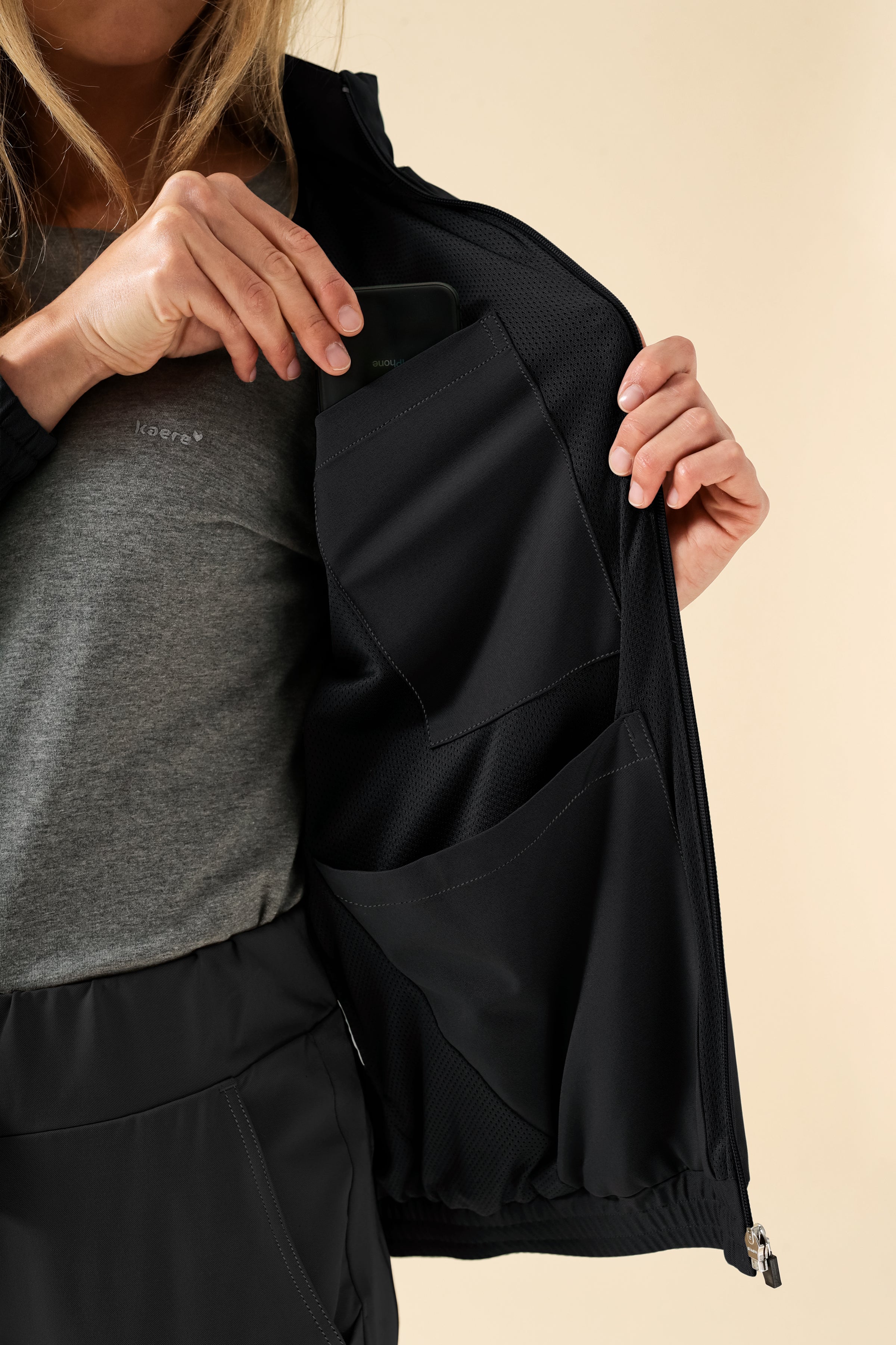 KAERE Blousonjacke Damen - mit elastischen Bündchen schwarz