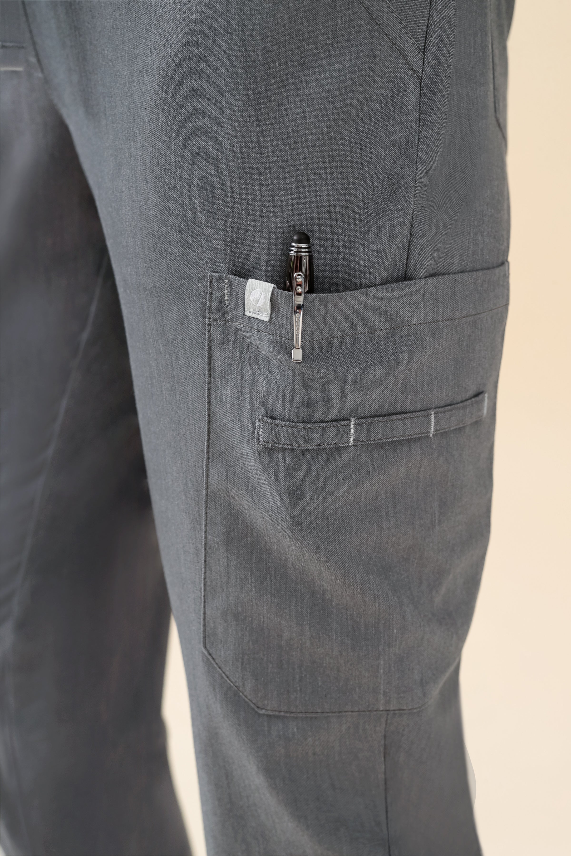 KAERE Hose Damen - Saumbündchen Kurzgr. mit Beintaschen grau melange