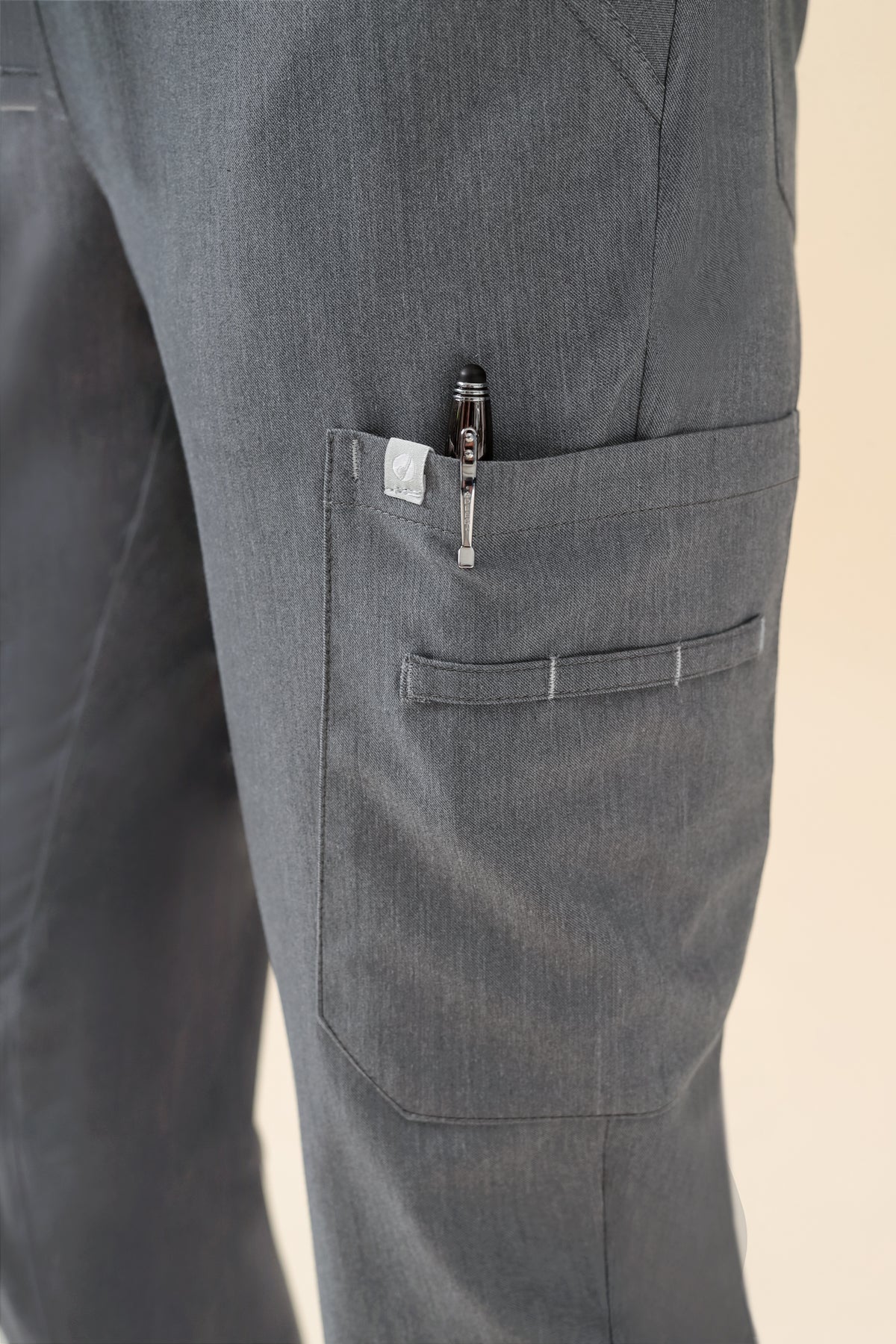 KAERE Hose Damen - Saumbündchen Kurzgr. mit Beintaschen grau melange