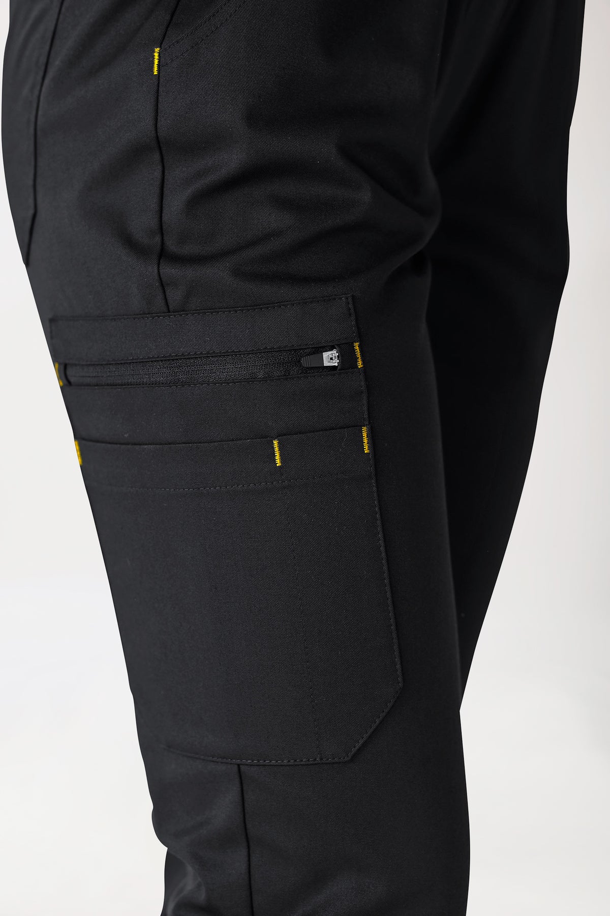 CLINIC STRETCH Hose Damen - Strickbund schwarz/gelb